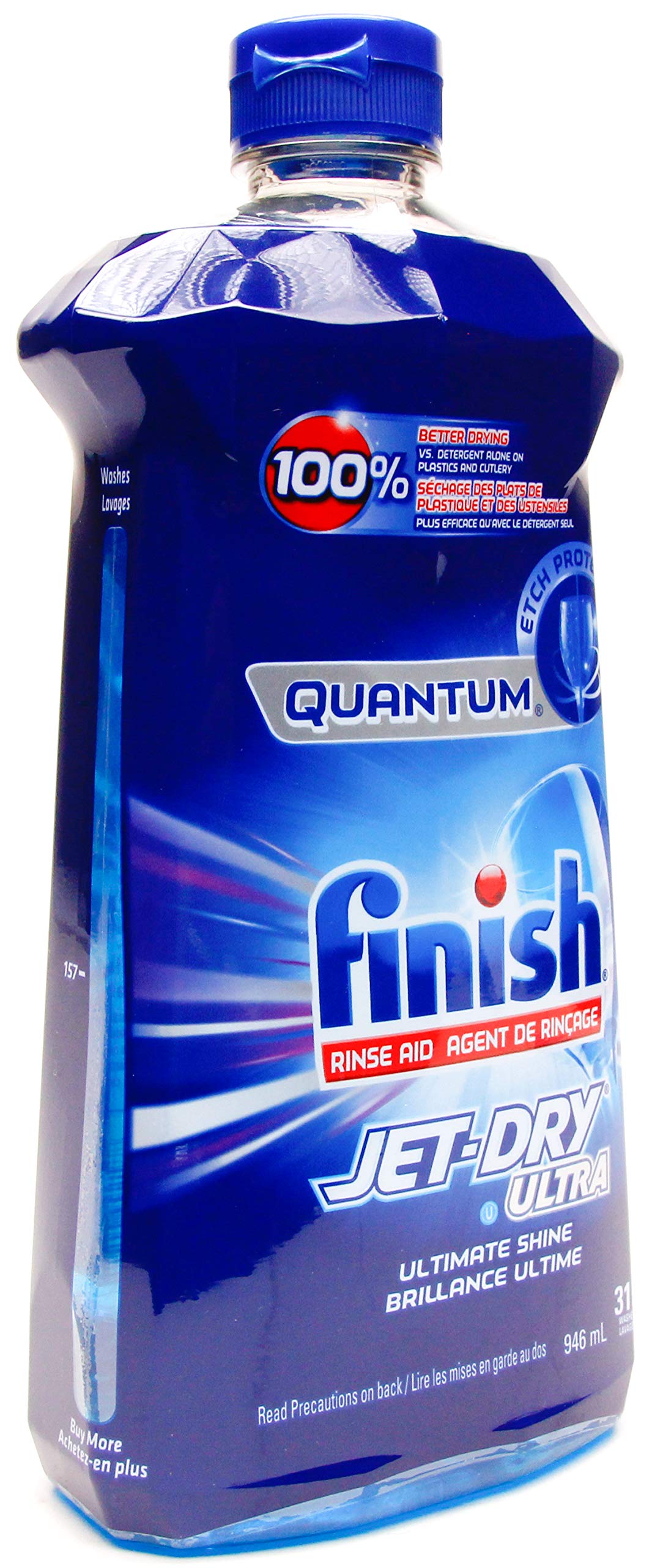 Finish Quantum Jet-Dry Ultra Dishwasher Rinse Agent, 315 Washes - 32 Fl Oz / 946 mL x 2 Pack (630 Washes)
