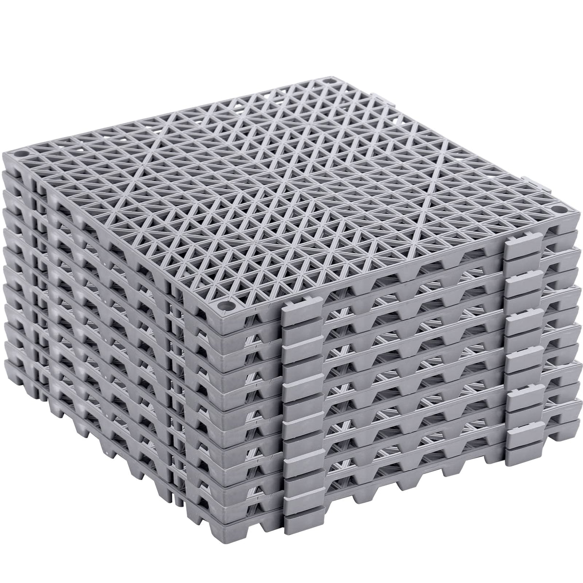 SOUJOY 12 Pieces Modular Interlocking Cushion, 11.6" x 11.6" Rubber Drainage Mat with Holes, Non-Slip Splicing Floor Drain Tile Mat for Pool Shower Bathroom Kitchen Patio Balcony Yard Pet Area