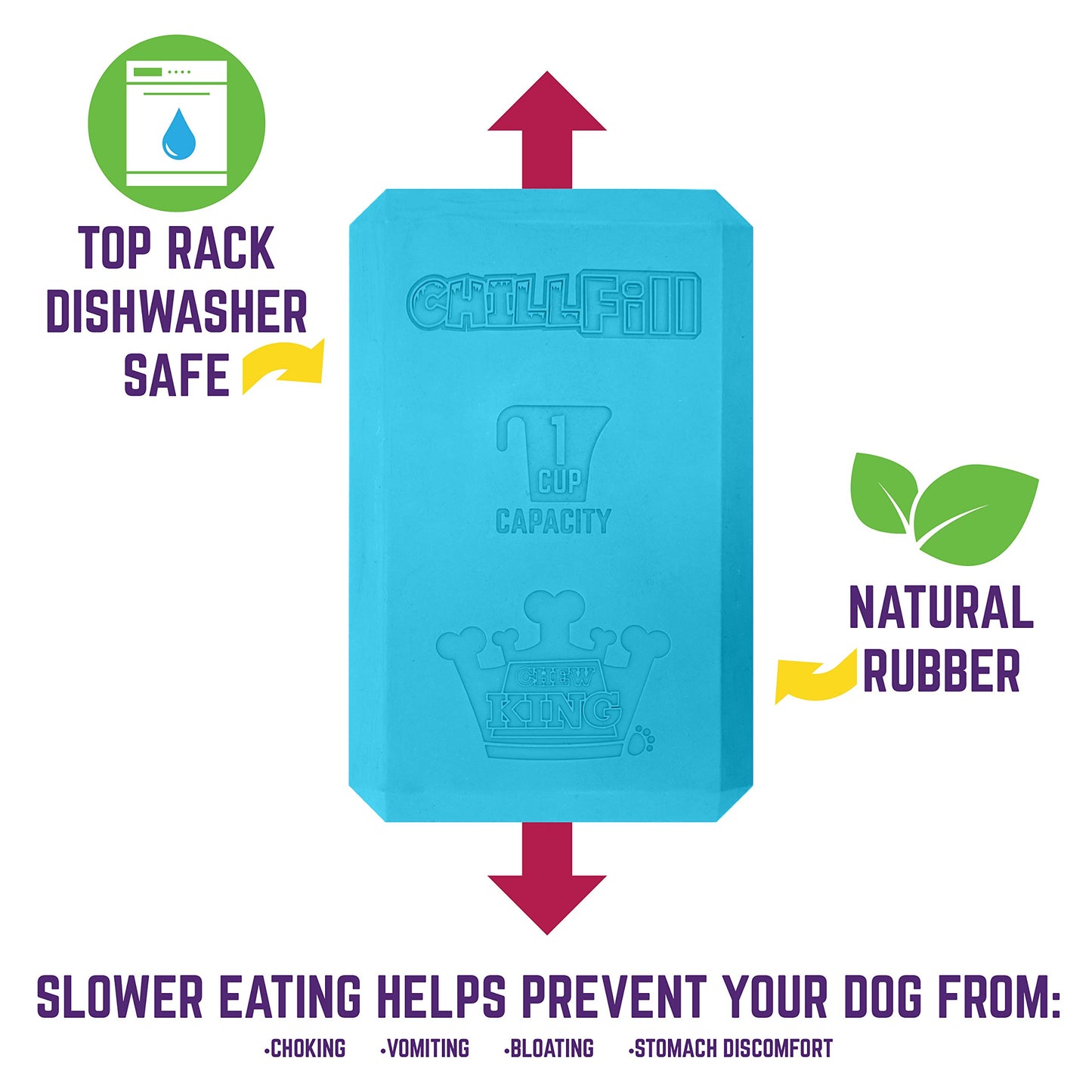 Chew King Premium Treat Dog Toy, XL, Extremely Durable Natural Rubber Fillable Toy Collection, Frozen Feeding, All Breed Sizes