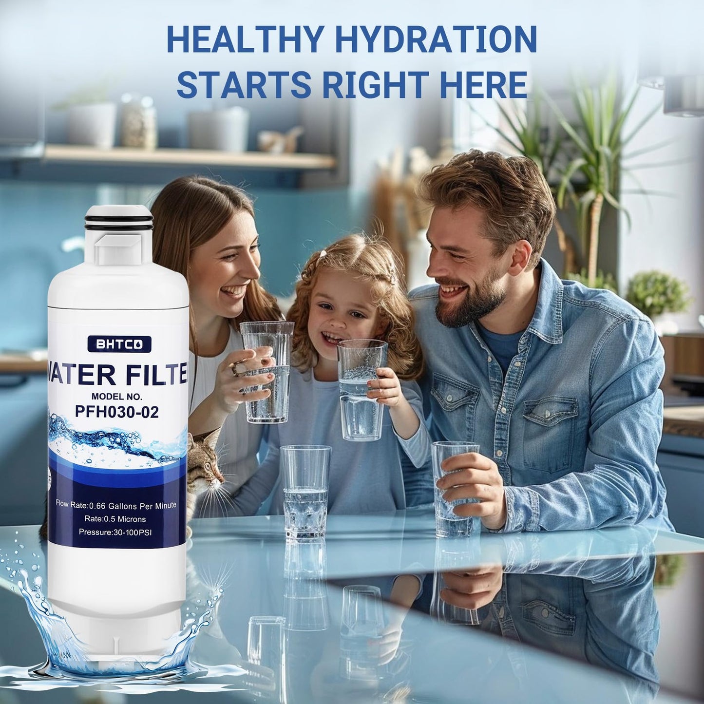 Water Filter for Samsung RF23BB8600QLAA/ RF30BB6600QLAA/ RF30BB660012AA/ RF30BB6200QLAA/ RF29BB8600QLAA/RF29BB860012AA/ RF30BB620012AA Refrigerator Replacement - 2 PCS