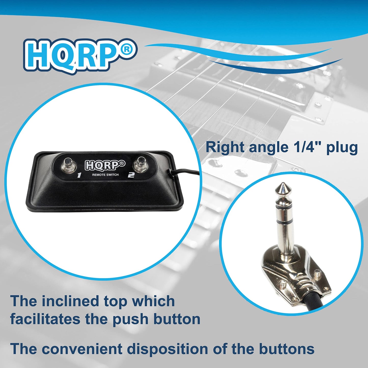 HQRP Multi-purpose 2-Button Guitar Amp Footswitch compatible with Peavey 03022910 03008010 03330850 Replacement fits TransTube Bandit DeltaBlues Supreme Head Ecoustic 112 Mark VIII amps