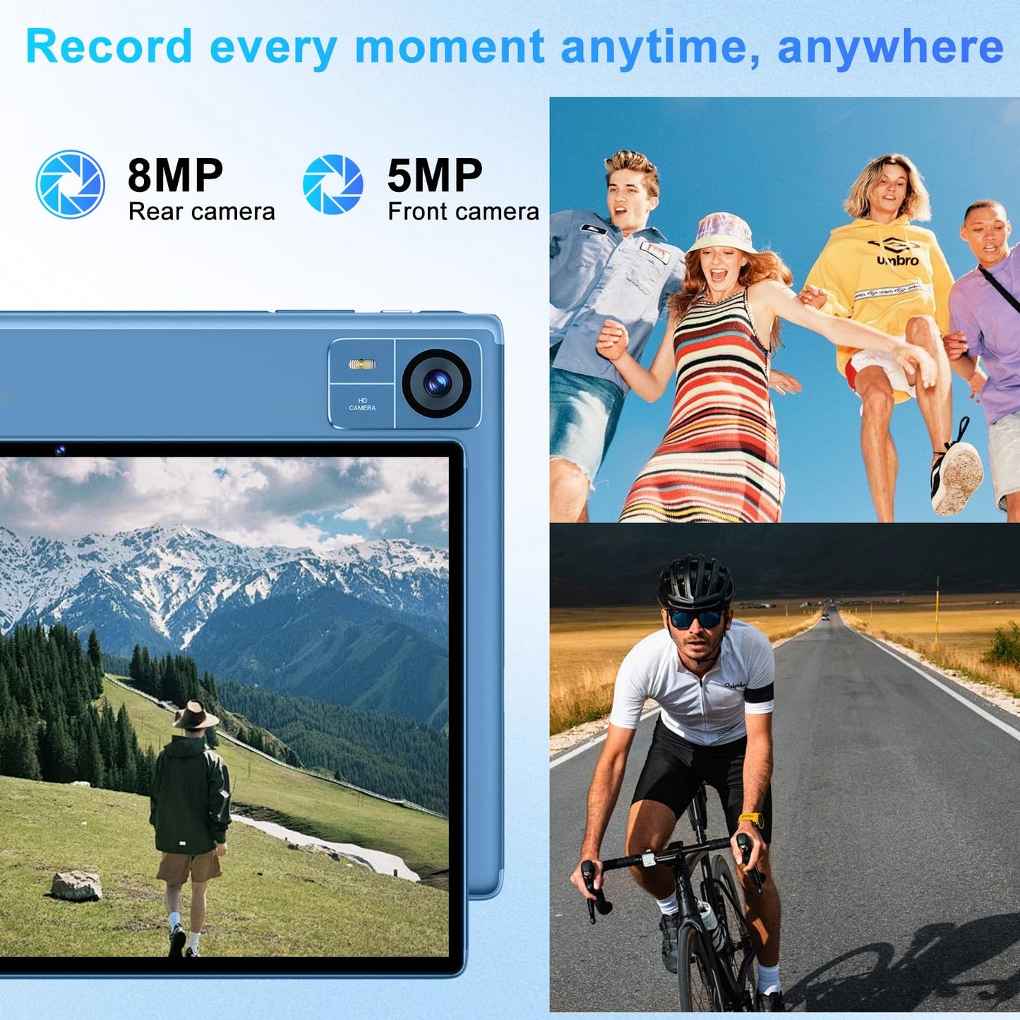 Android 14 Tablet 10.1 inch 22GB RAM 128GB ROM 1TB Expand, 8000mAh Tablets with Keyboard Mouse, Octa-Core, HD Touchscreen, 5G Wi-Fi, BT 5.0, GPS, Widevine L1, Split Screen, Face Unlock - Blue