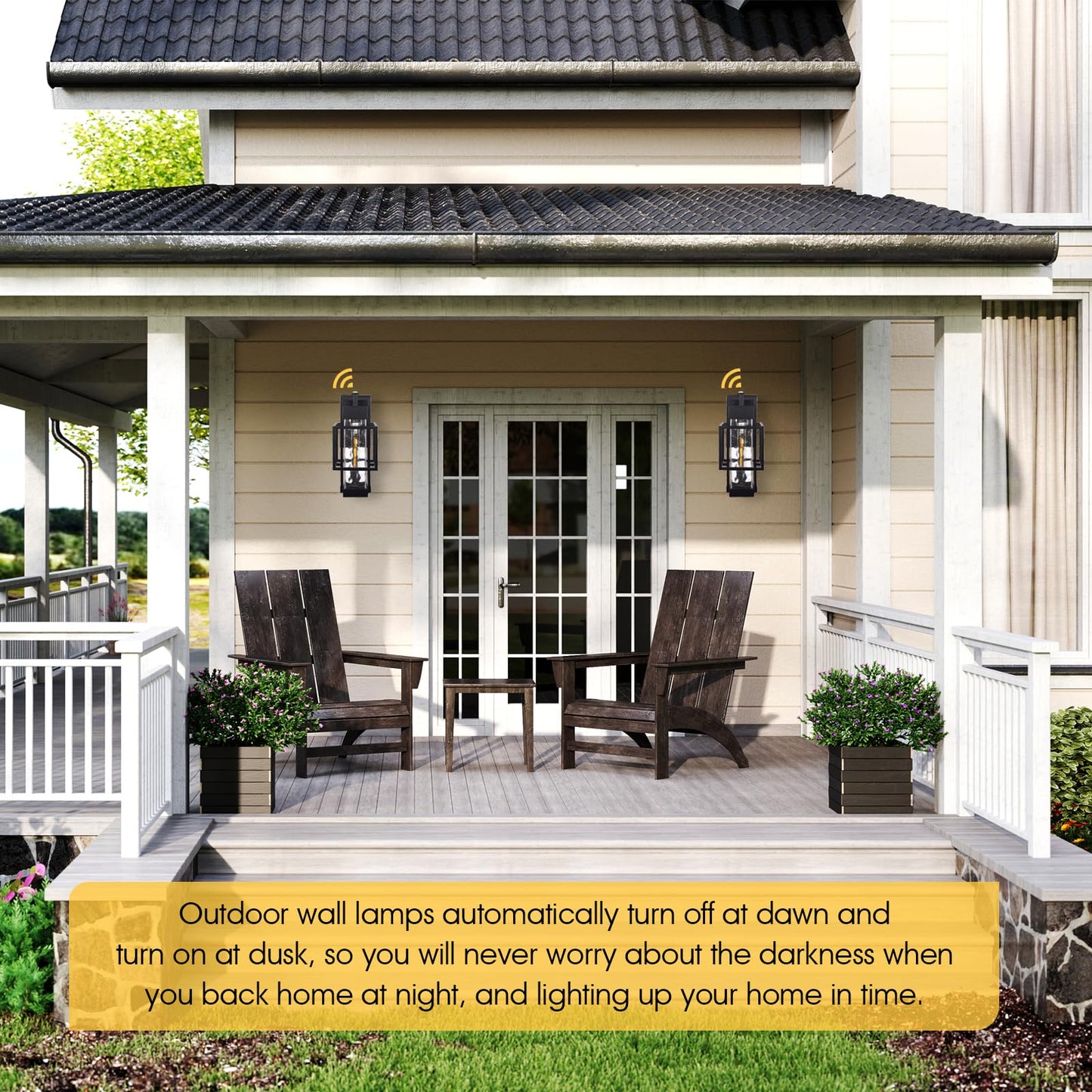 Dusk to Dawn Outdoor Wall Light, Waterproof Exterior Wall Sconce for Porch, Garage & Garden - Bulb Included (Metal Cage Design)