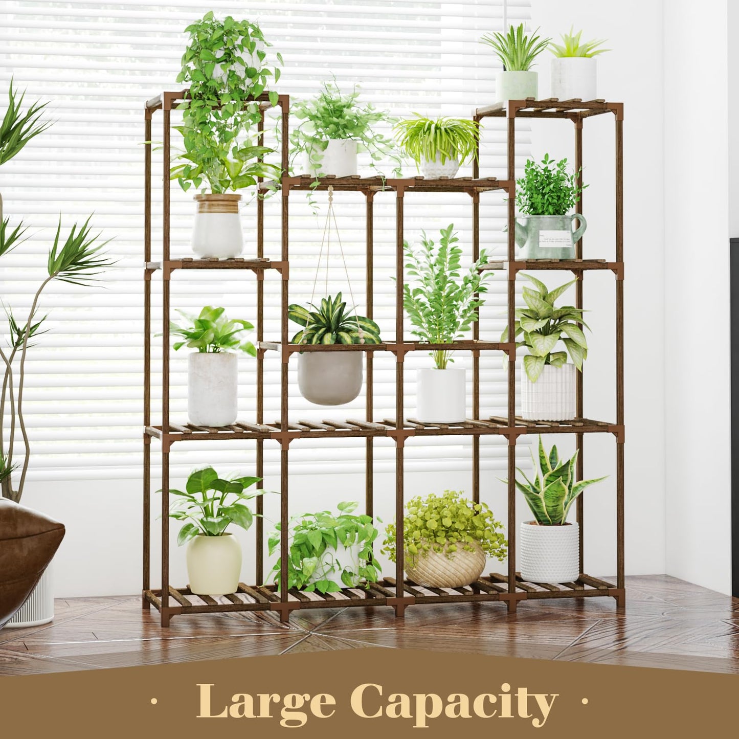 Bamworld Plant Stand Indoor Plant Shelf Tall Outdoor Rack for Garden Balcony Patio Window Living Room 08B