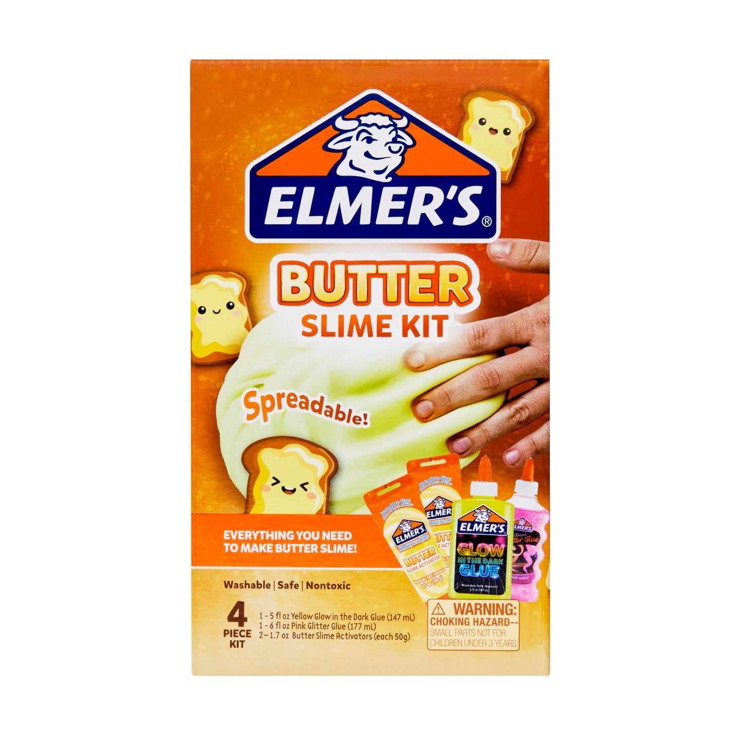Elmer's Butter Slime Kit, Includes Glow in The Dark and Glitter Glue, Slime Activators, Washable, Safe, Nontoxic, 4 Piece Kit - Ideal for Kids, Activity Time, Classroom, Party, Gifts