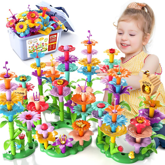 148PCS Flower Garden Building Toys for Girls, Educational Activity Preschool Birthday Gifts for 3 4 5 Year Old Girls, Toddler Building Stem Toys for Kids Toddlers Ages 3-5