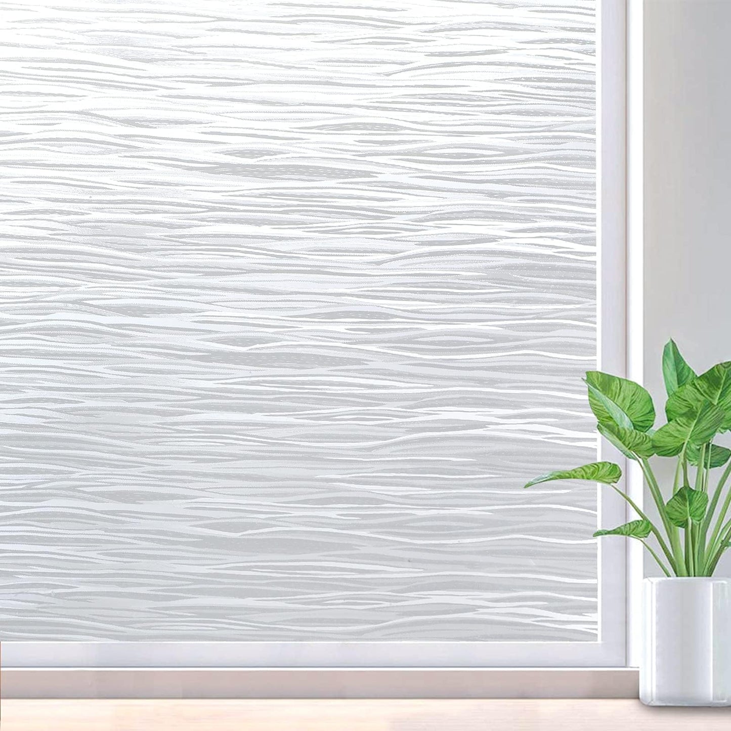 rabbitgoo Window Films for Privacy, Frosted Static Cling Glass Film Non-Adhesive UV Heat Blocking Covering Removable Vinyl Privacy Window Stickers for Bathroom Door Home Decor, 90 x 200cm