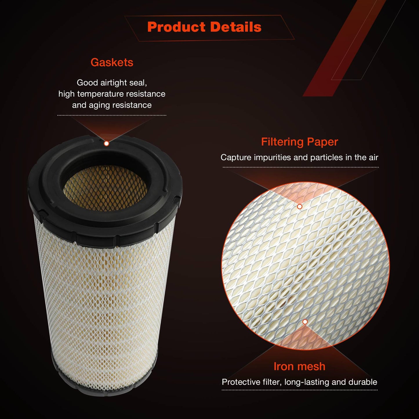 Air Filters Set P828889-P829333 AT171853-AT171854 110-6326 - 110-6331 46562-46569 222421A1-222422A1 Compatible with Donaldson, John Deere, Caterpiller Cat Backhoe, Wix and Case