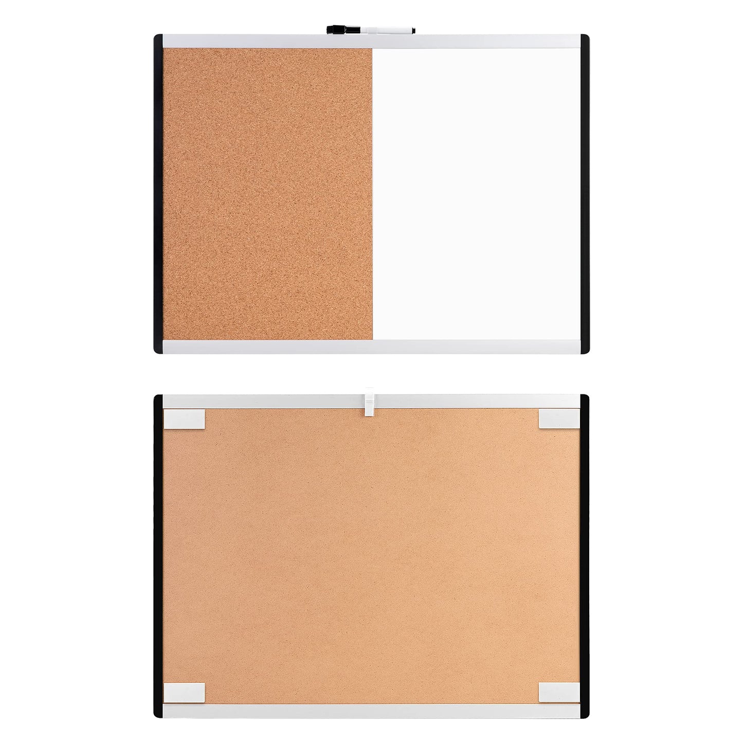 Amazon Basics Combo Magnetic Whiteboard&Cork Board for Home,Office and Classroom, Plastic/Aluminum Frame, White,Yellow, 17" x 23"