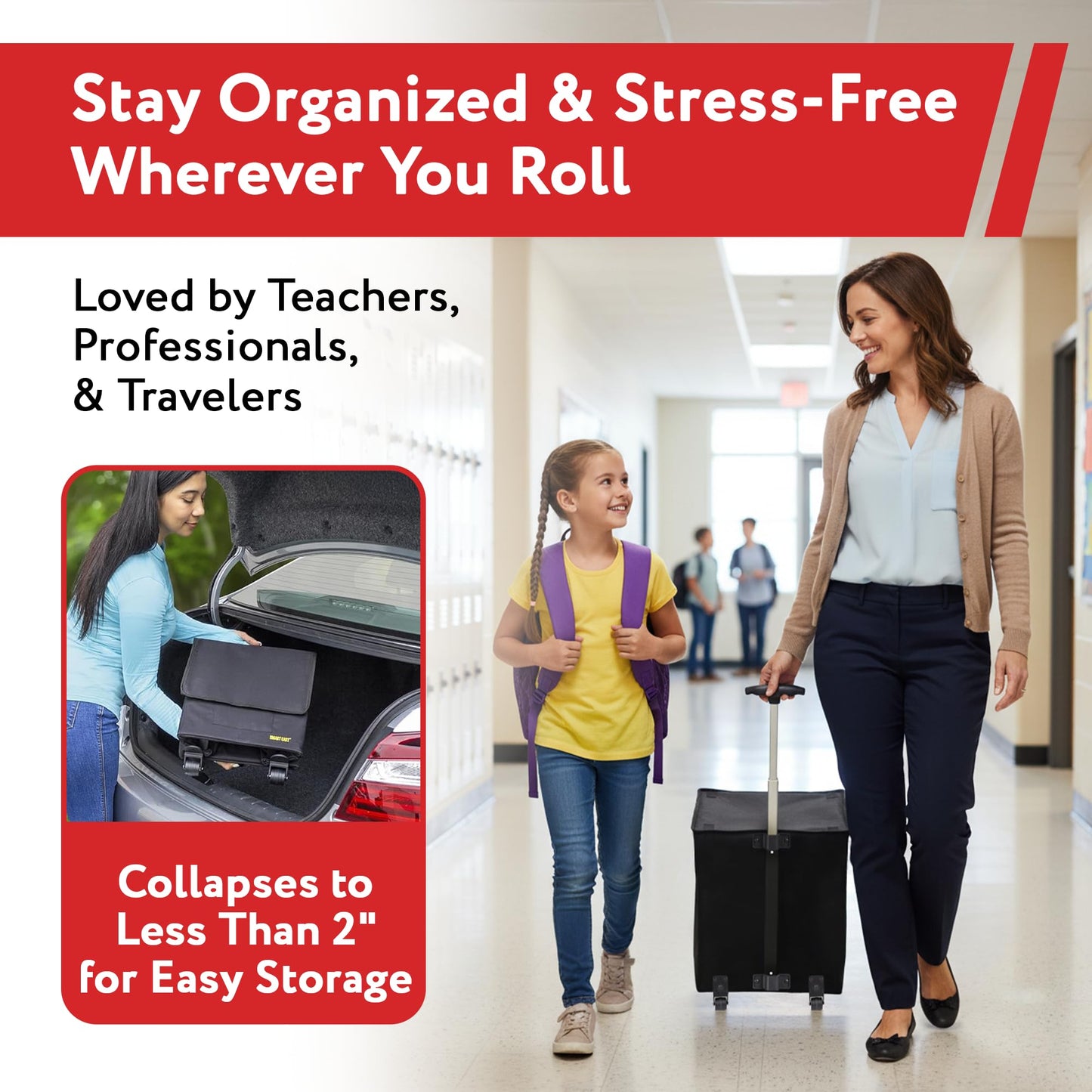 Smart Cart, BLACK Rolling Multipurpose Collapsible Basket Cart Scrapbooking