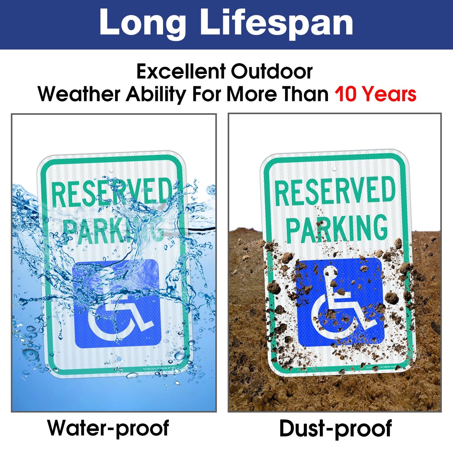 (2 Pack) Reserved Parking Sign, Handicap Parking Sign, with Picture of Wheelchair Sign, 18 x 12 Engineer Grade Reflective Sheeting Rust Free Aluminum, Weather Resistant, Waterproof, Durable Ink