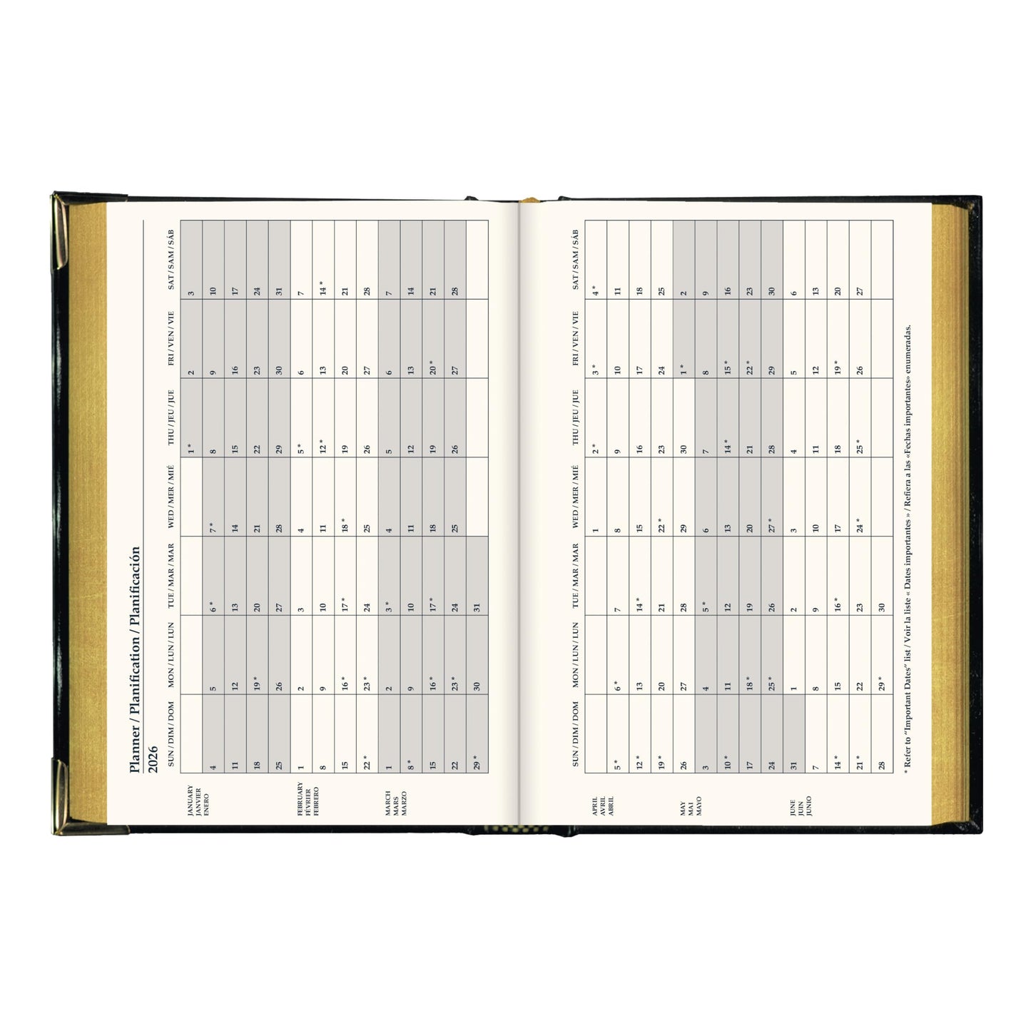 Brownline® 2026 Executive Weekly Planner, Appointment Book, 12 Months, January to December, Sewn Binding, 8.187" x 5.625", Black, Trilingual (CBE507-26)