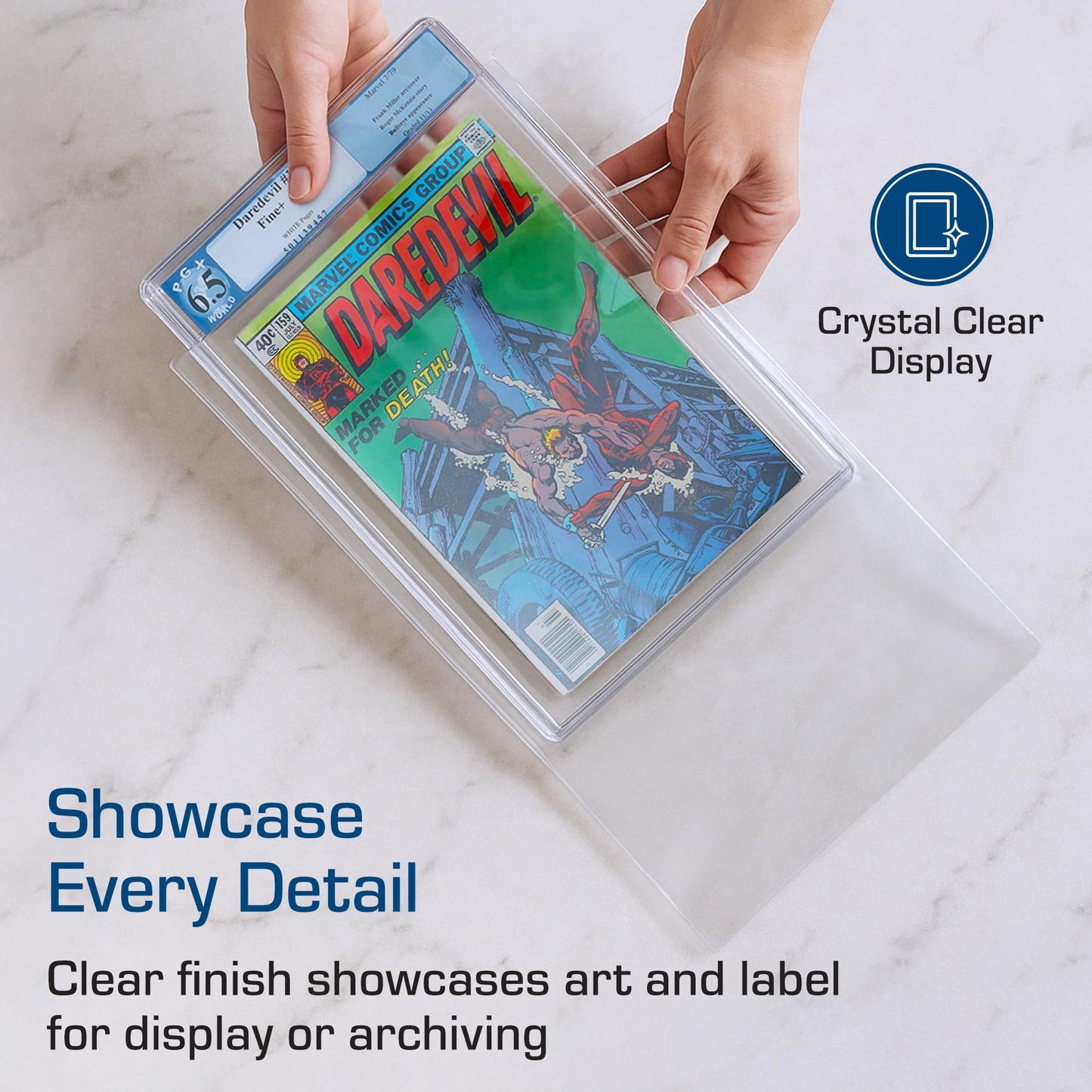 BCW Graded Mylar Comic Book Bags - 25ct | Archival Polyester Protection | Fits CGC Graded Comics | 2 Mil Thickness | 1-1/2" Flap for Secure Closure | 9 x 14 1/4 | Clear Comic Storage