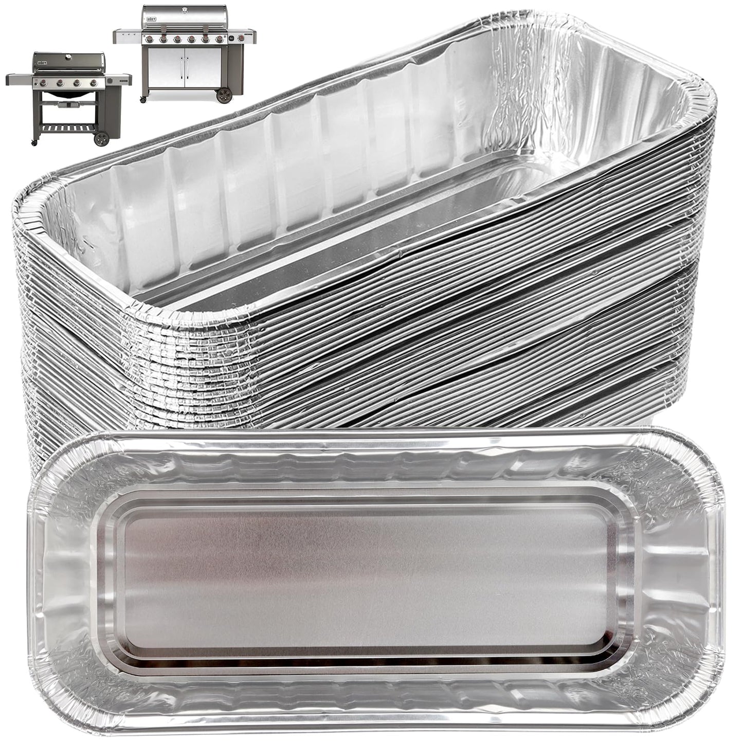 6498 6417 Grill Drip Pans for Weber Grease Tray Replacement GS4 Genesis II/II LX 400/600(2016+), Summit 400/600, Searwood 600,Smokefire Ex4 Ex6 EpX6, 40PCS Catch Pan Liner for Weber 28/36" Gas Griddle