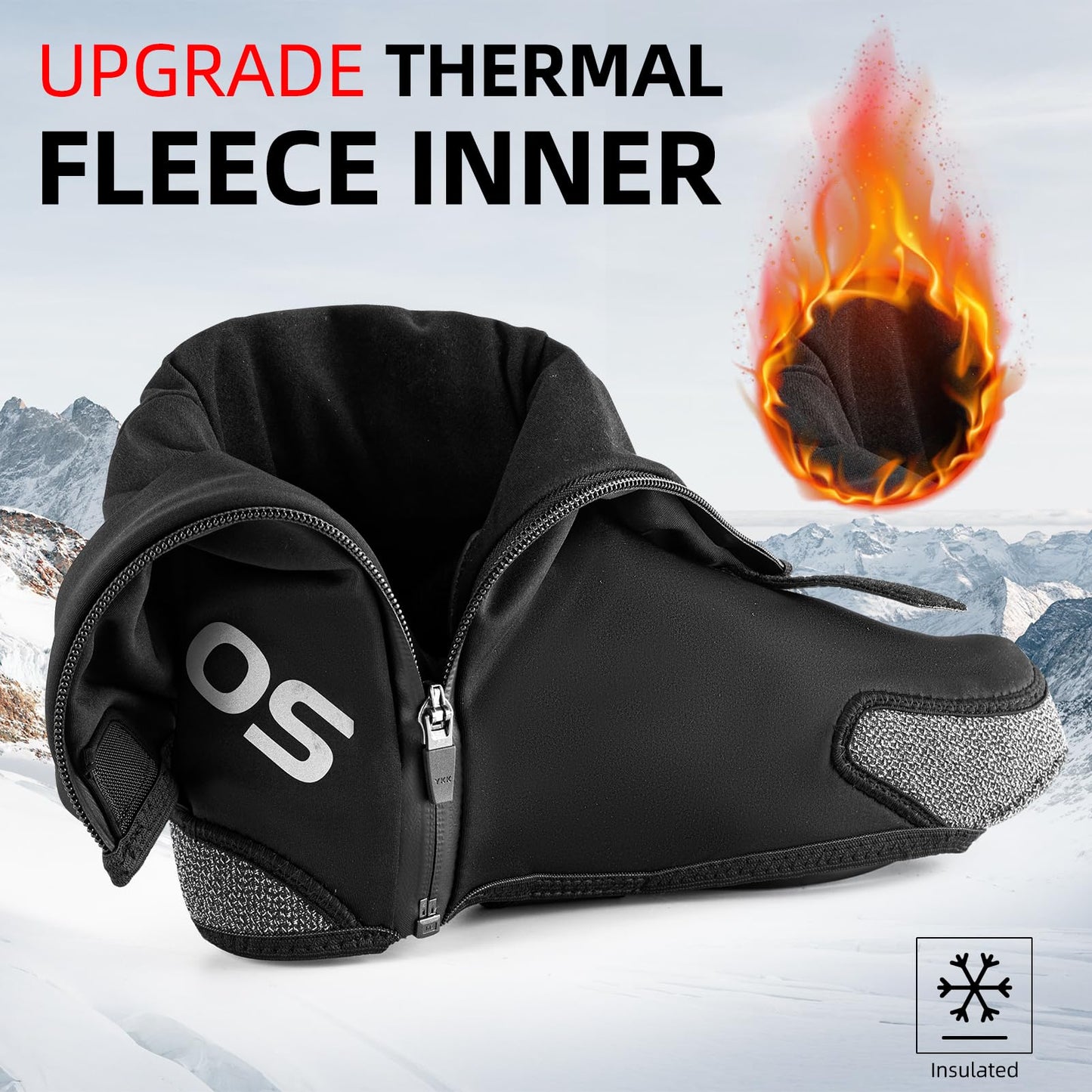 ROCKBROS Heated Cycling Shoe Covers Winter Bike Shoes Cover for Cold Weather with 5000mAh Battery Warmer Thermal Windproof Bicycle Overshoes Shoescover for Men and Women Black