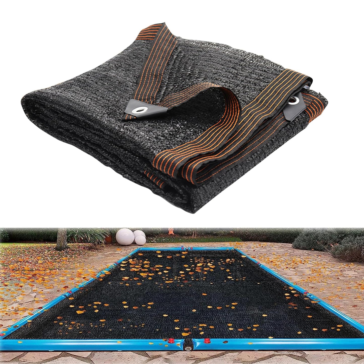 Pool Leaf Net Cover, Fine Mesh Leaf Netting Inground and Above Ground Pools, Pool Screen Cover Pond Net to Keep Leaves Out (16 x 32ft, Black2)