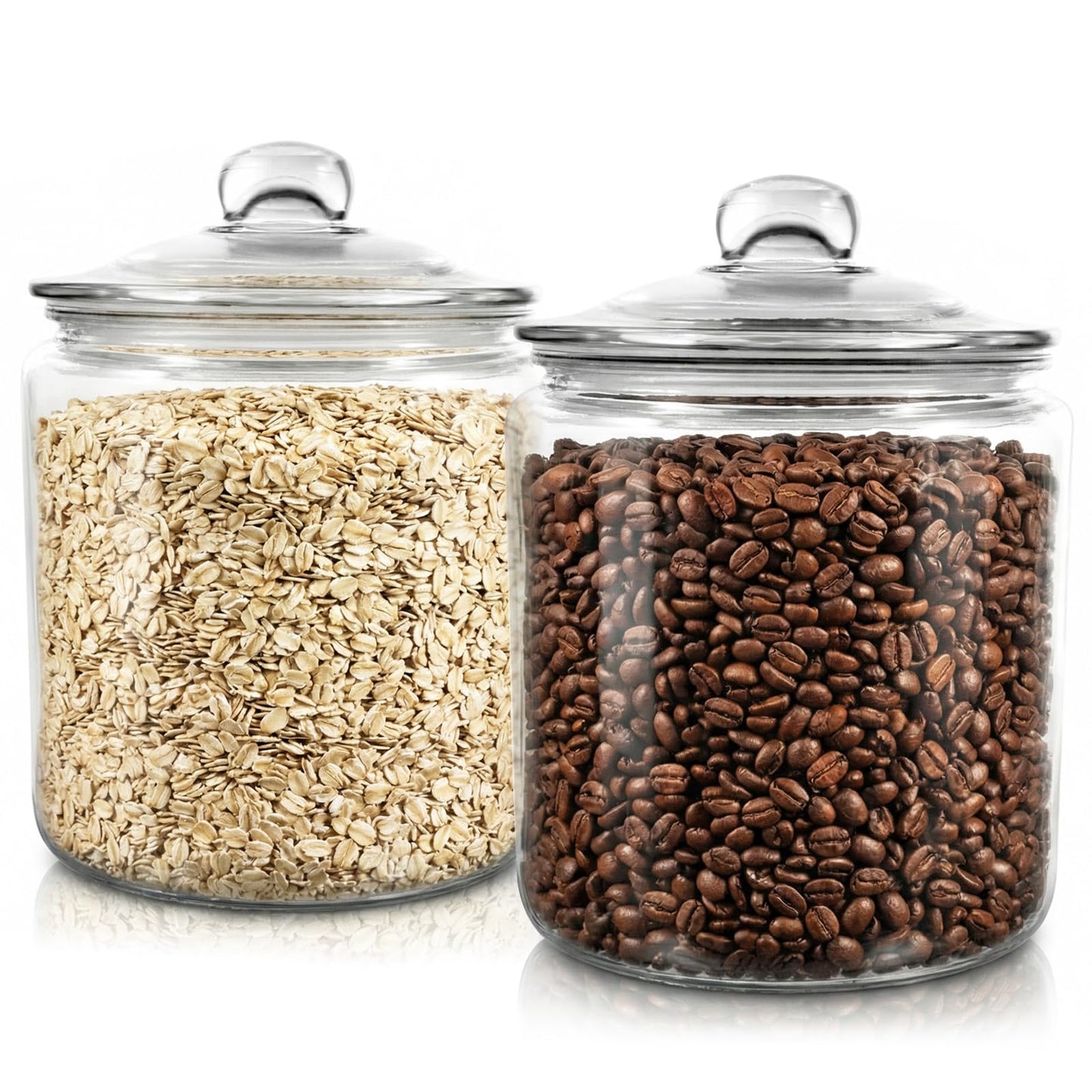 Almcmy 2 Glass Storage Jars Set,1 Gallon Cookie Jar for Food Storage,Airtight Glass Jar with Lids,Large Jars Food Storage Containers for Pantry, Flour, Sugar, Cookies