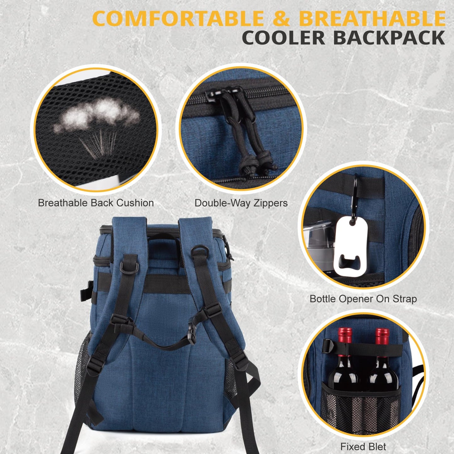25L Backpack Cooler Keep All Drink Cold for Long Periods of Time Cooler Backpack Insulated Waterproof Portable High Durability Small Cooler Backpack with Compartment for Hiking Camping Beach