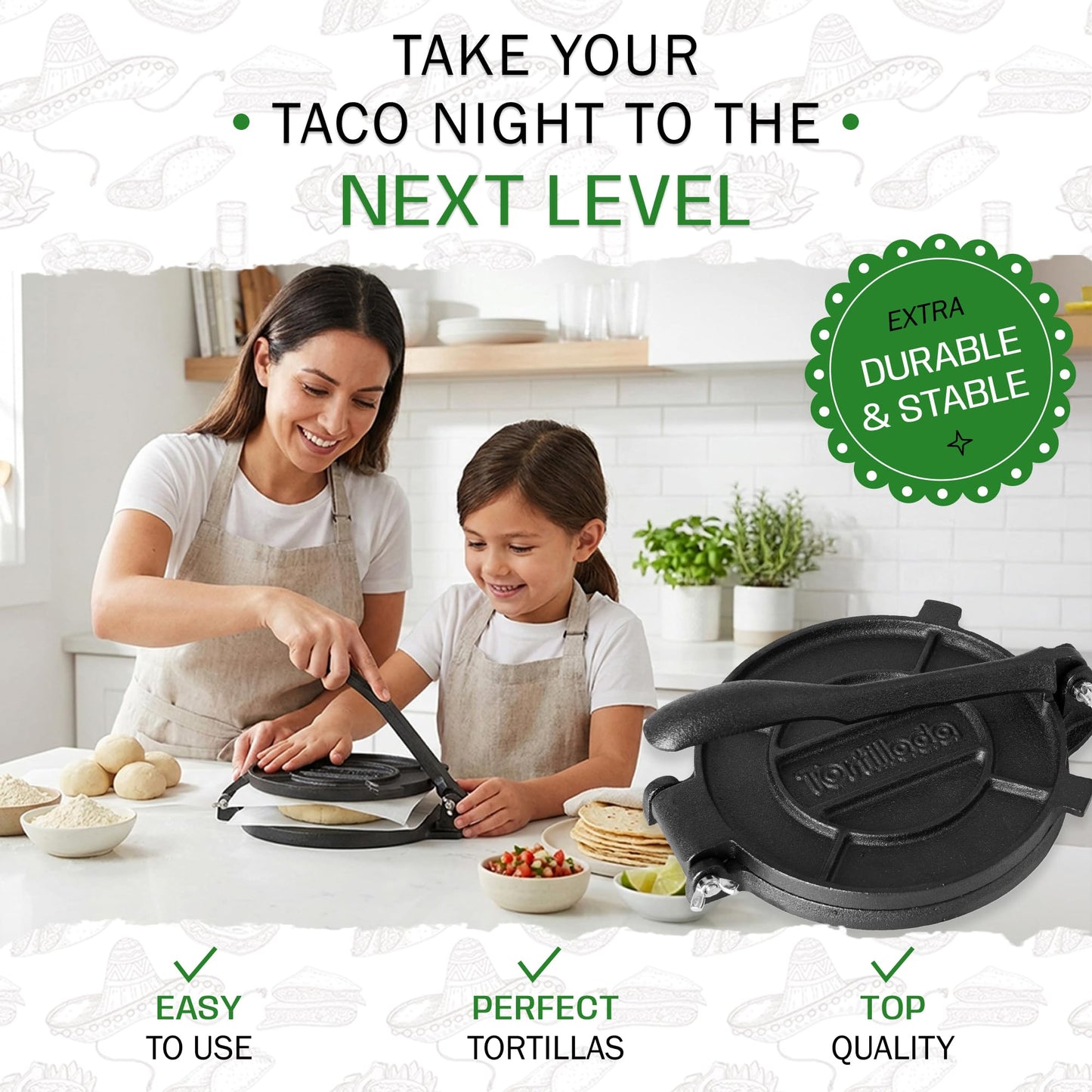 Tortillada – Premium Tortilla Press Cast Iron with Recipes E-Book (16 cm)