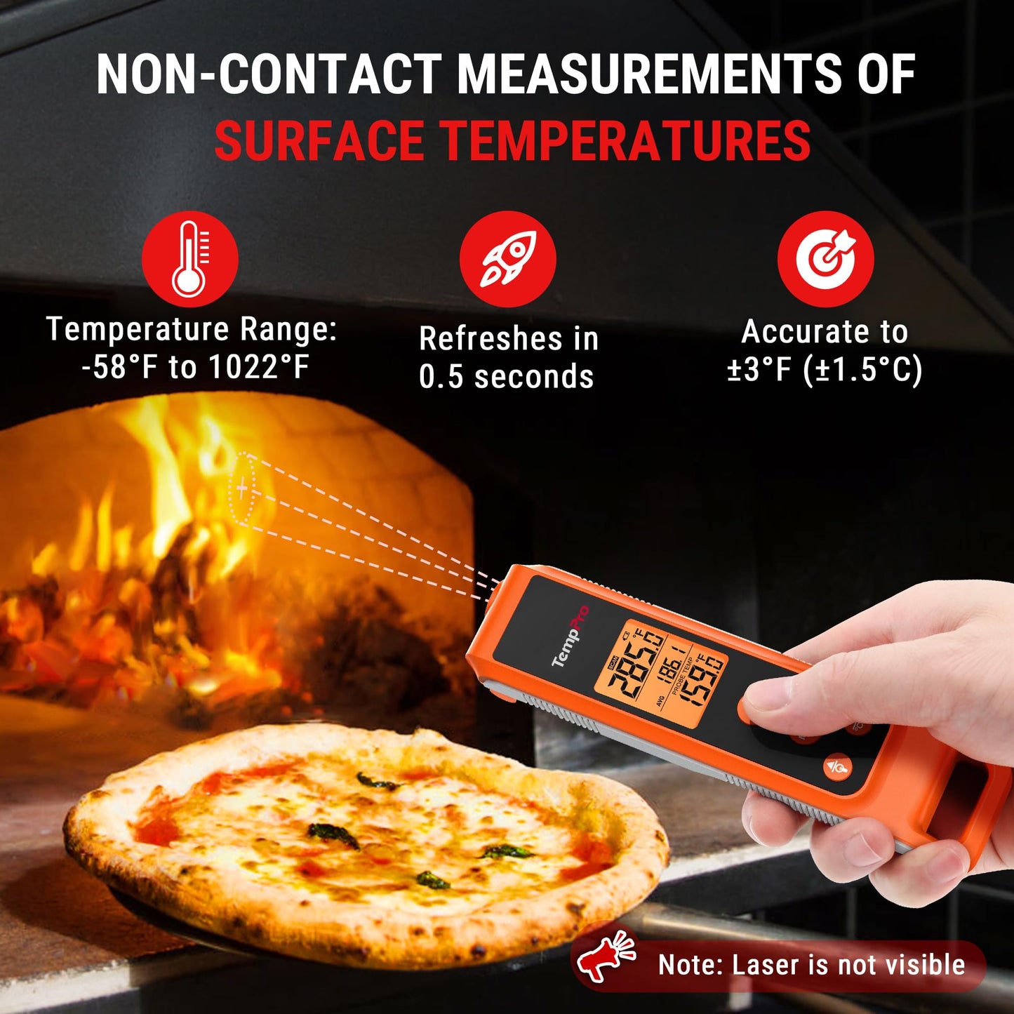 TempPro TP420 2-in-1 Instant Read Thermometer for Cooking, Infrared Thermometer Cooking Thermometer, Non-Contact Laser Meat Thermometer for Griddle Grill Pizza Oven HVAC Pool (Previously ThermoPro)