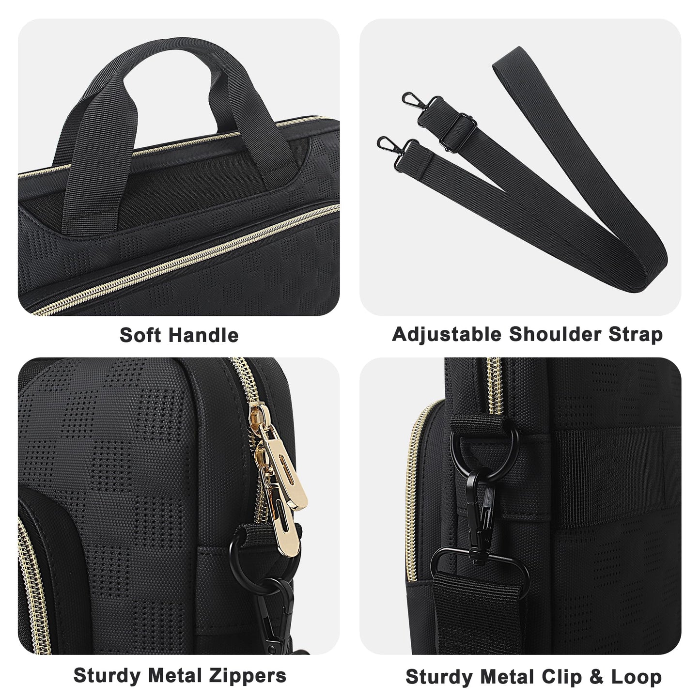 DOMISO 15.6 inch Laptop Bag 15 inch Laptop Sleeve Waterproof Laptop Shoulder Bag 15.6 inch Laptop Case for Men Women Business Office Work Computer Bag 15.6 inch Adjustable Messenger Bag, Black