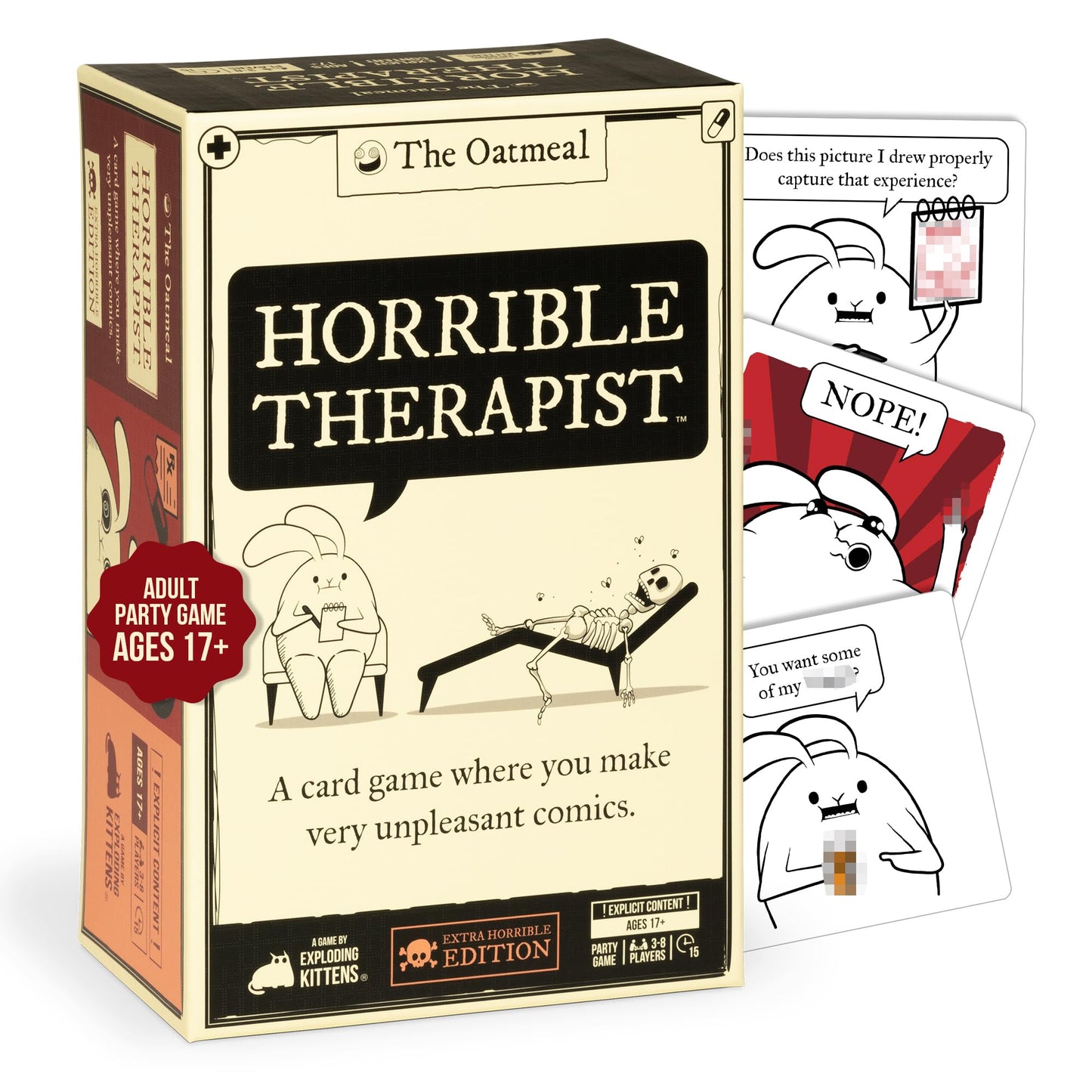 Extra Horrible Edition by Exploding Kittens - 3-8 Players - Ages 17+ - 15 Minutes to Play - Party & Family Card Game for Adults