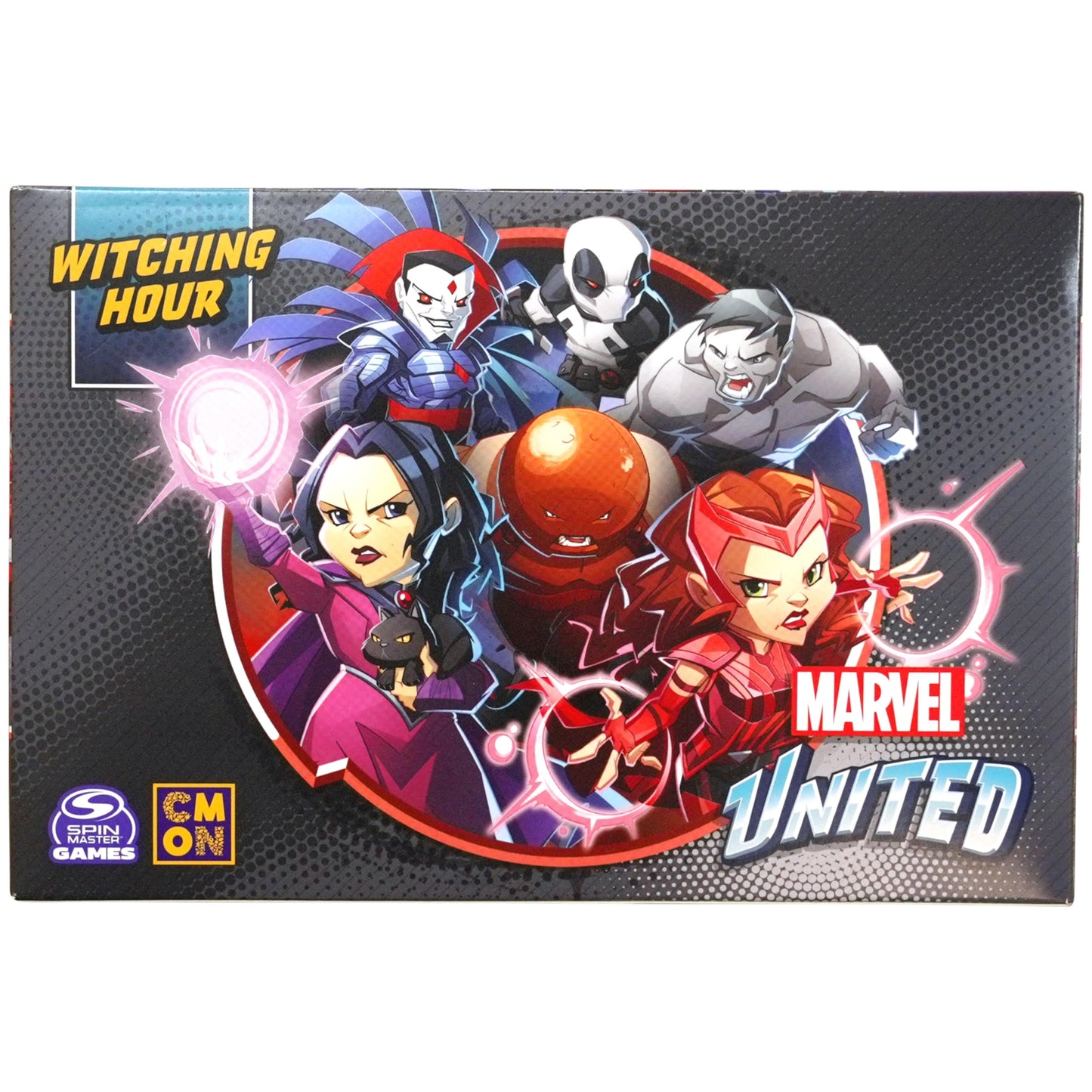 Spin Master Games, Marvel United: Witching Hour Expansion Pack with Scarlet Witch & Agatha Harkness Miniatures, Limited Edition Trade Show Exclusive, Board Games for Adults, 1-5 Players, Ages 14 & Up