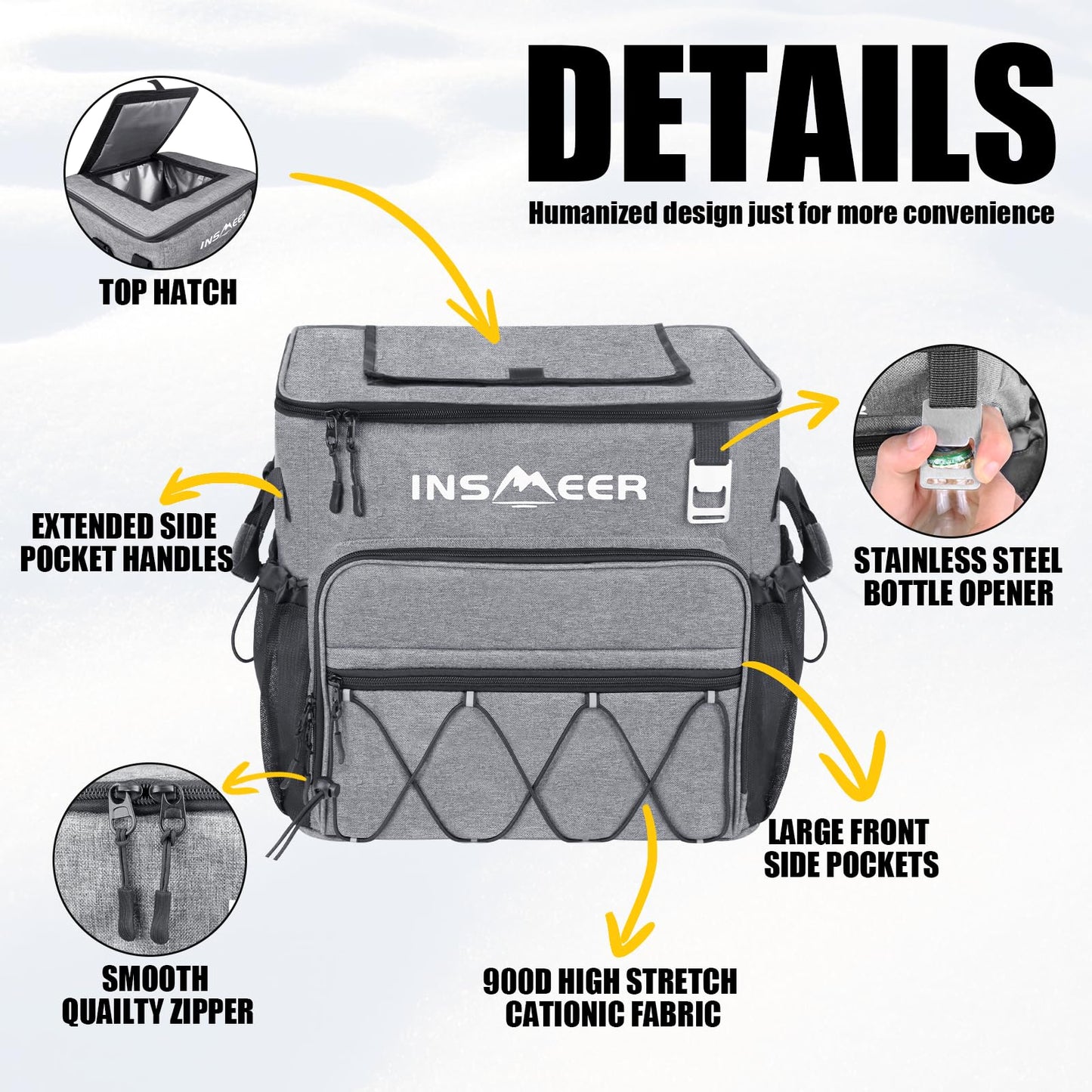 INSMEER 55 Cans/40L Soft Cooler with Wheels - Leakproof/Insulated/Portable Rolling Cooler Bag with All-Terrain Cart, Large Travel Coolers for Beach, Camping, Grocery Shopping