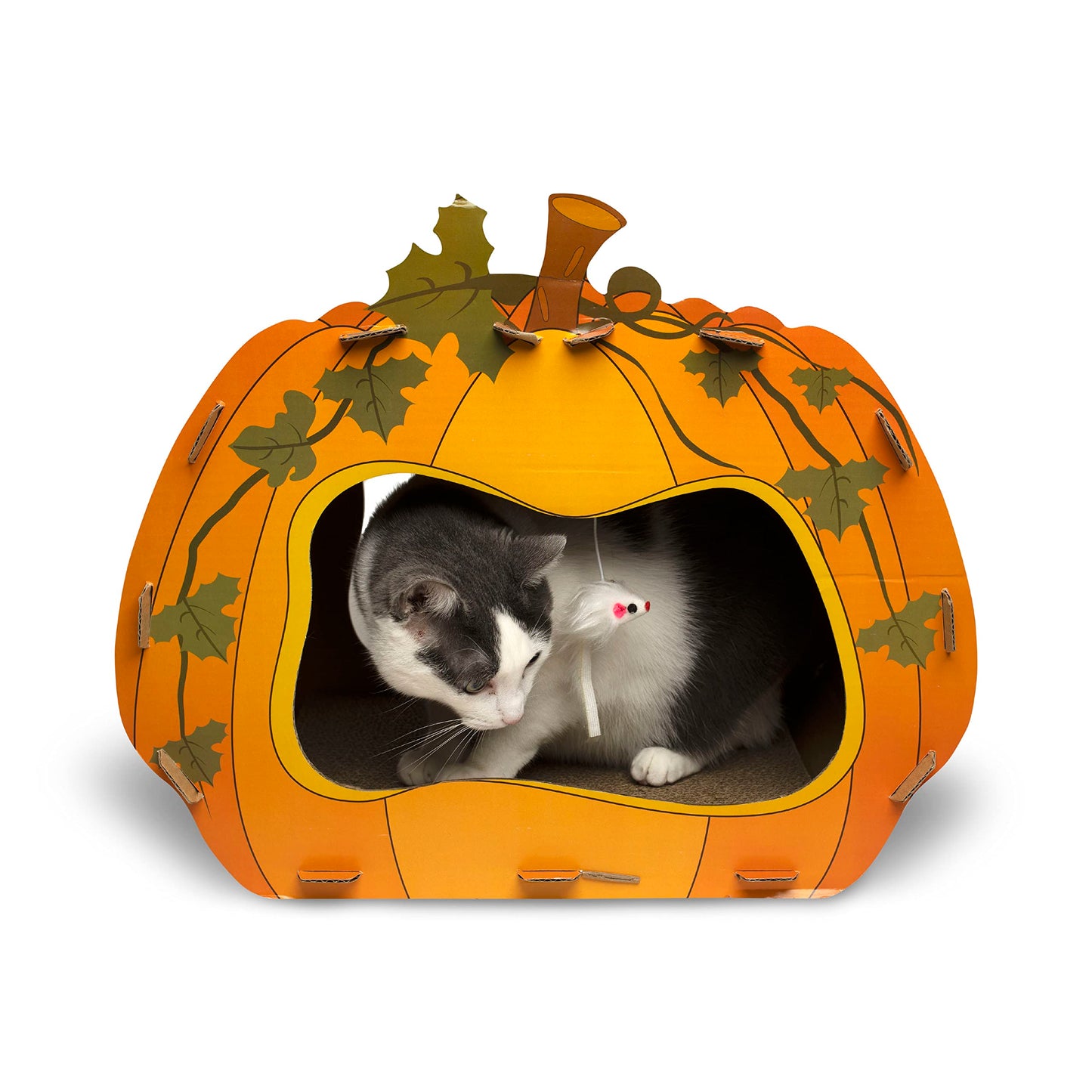 Midlee Halloween Pumpkin Cat Scratcher Cardboard House