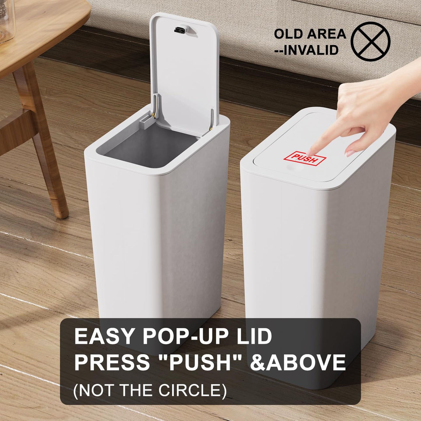 NetDot 3 Pack 2.6 Gallon / 10L Bathroom Trash Can with Lid,Kitchen Garbage Can Small Trash Bin Waste Basket for Bathroom,Kitchen,Bedroom,Living Room,Office - Off White