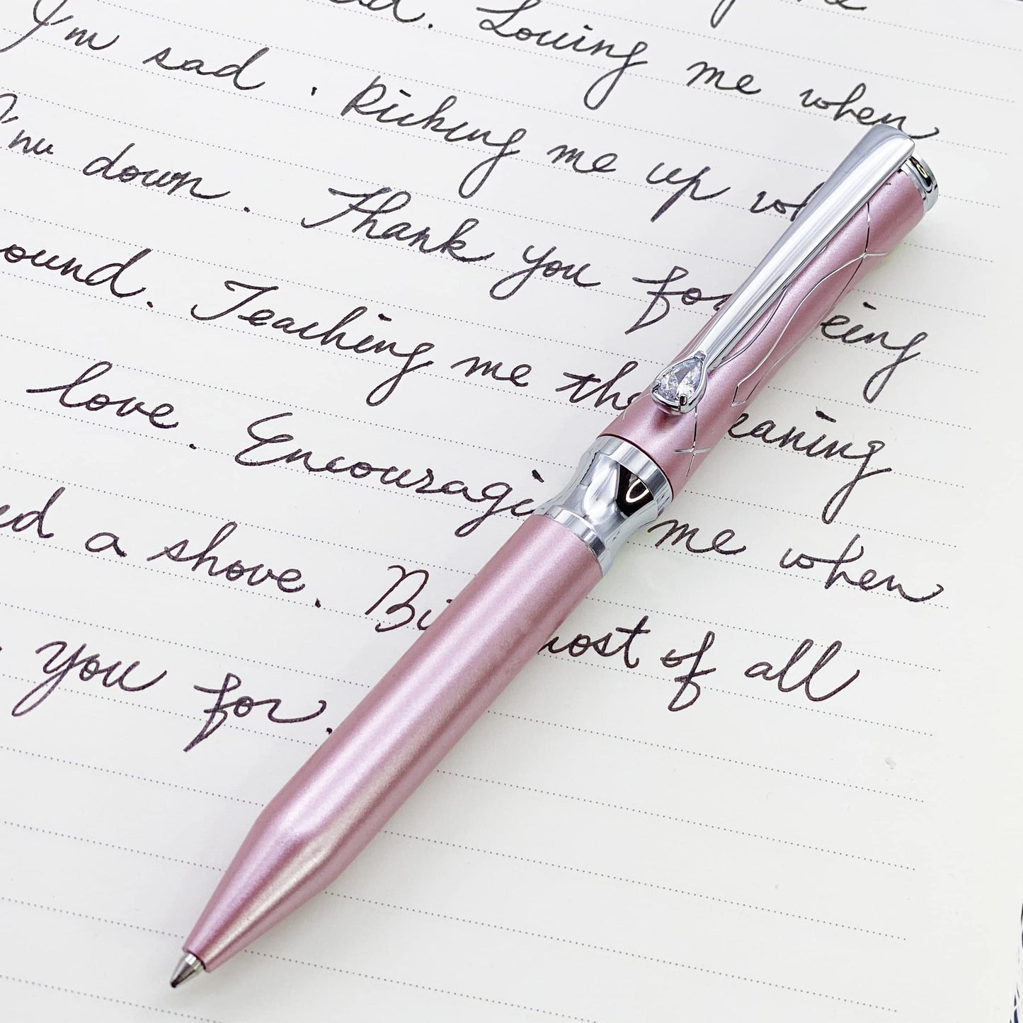LACHIEVA LUX Nice Elegant Crystal Executive Metal Ballpoint Pen with German-made Refills, Luxury High end Writing Instruments for women-pink
