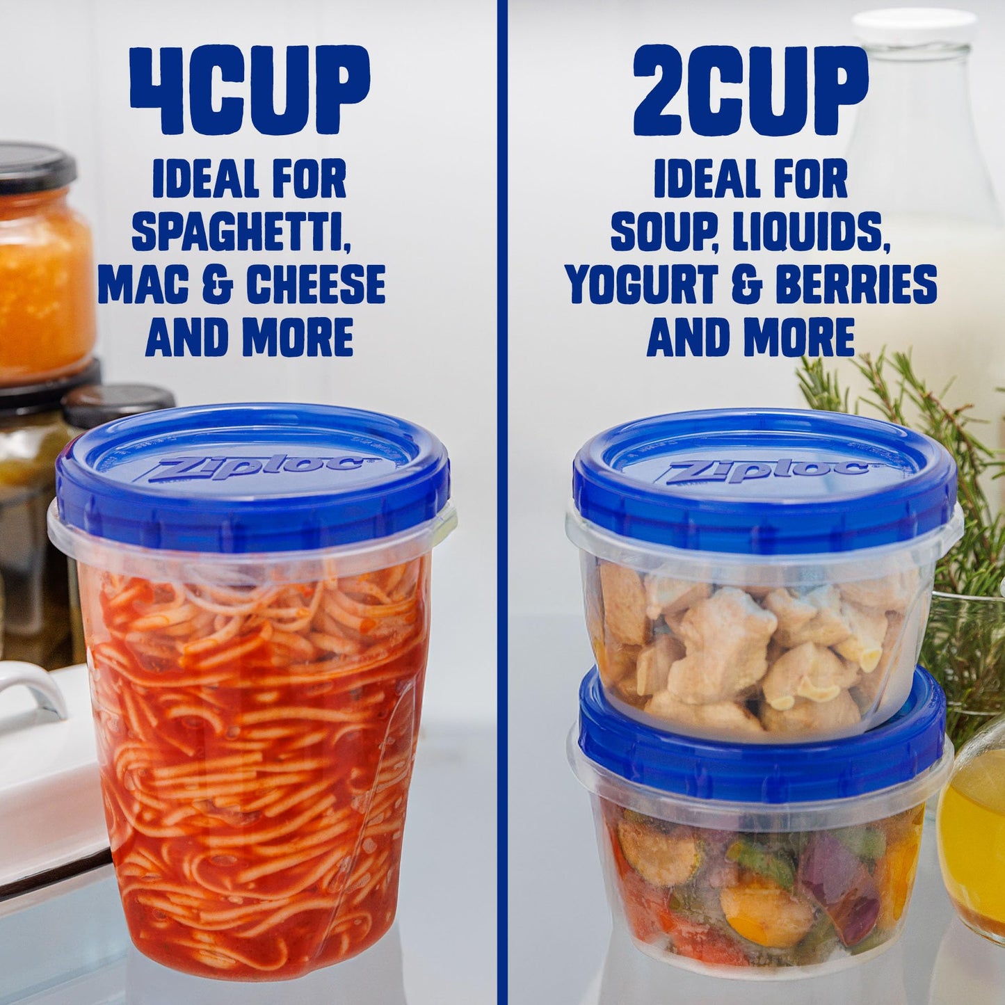 Ziploc Twist 'n Loc Food Storage Meal Prep Containers Variety Pack, Reusable for Lunch and Leftovers, Dishwasher Safe, 9 Count
