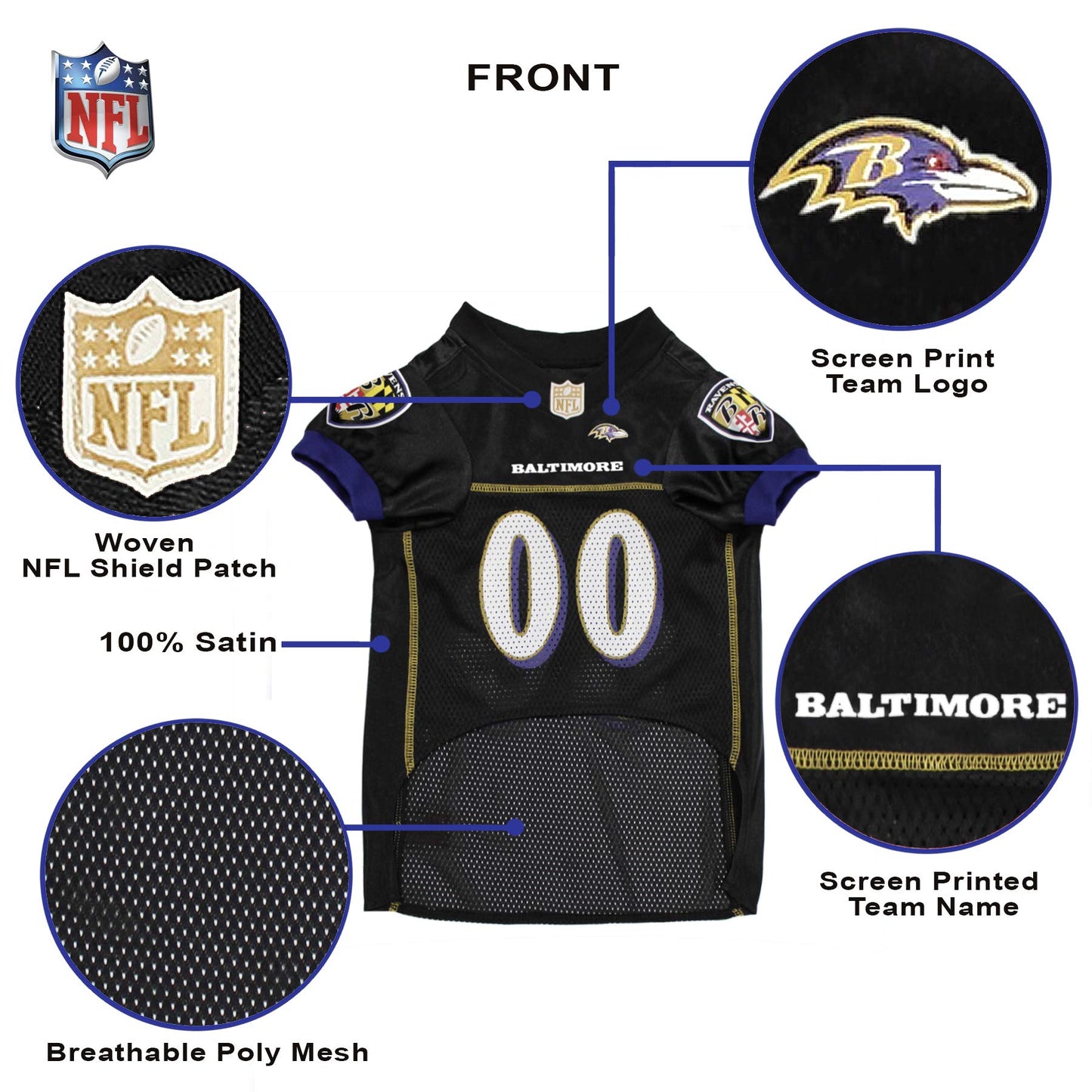 NFL Baltimore Ravens Dog Jersey, XX-Large