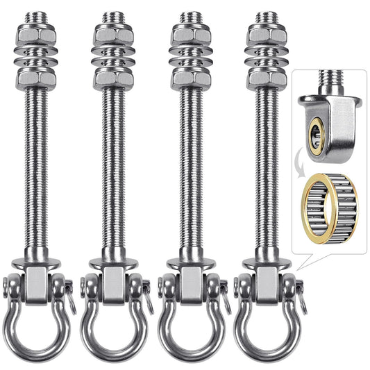 BeneLabel Heavy Duty Swing Hangers with Bearings - Set of 4 Stainless Steel 304 Hardware for Wood & Metal Beams - Ideal for Hanging Hammocks, Yoga Swings, Porch Swing, Boxing Bags - 1500LB Capacity