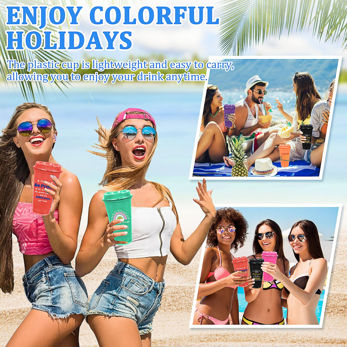 48 Pcs Thank You Gifts Coffee Cups 16 oz Employee Appreciation Gift Glitter Tumbler with Lid Reusable Plastic Coffee Mug Bulk for Coworker Staff Teacher Team Christmas Gift,12 Colors