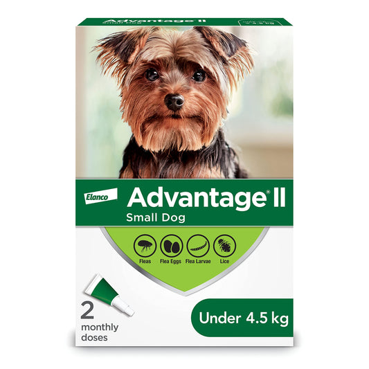 Advantage II Flea Treatment for Small Dogs weighing less than 4.5 kg (less than 10 lbs.)-2 doses
