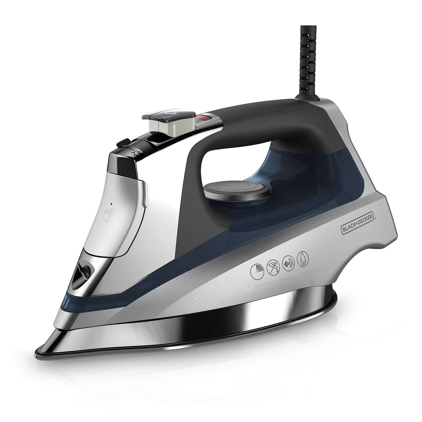 BLACK+DECKER Digital LED Iron,Clothing Iron with Auto Shut Off and Spray Mist Features, Silver/Blue, IR1