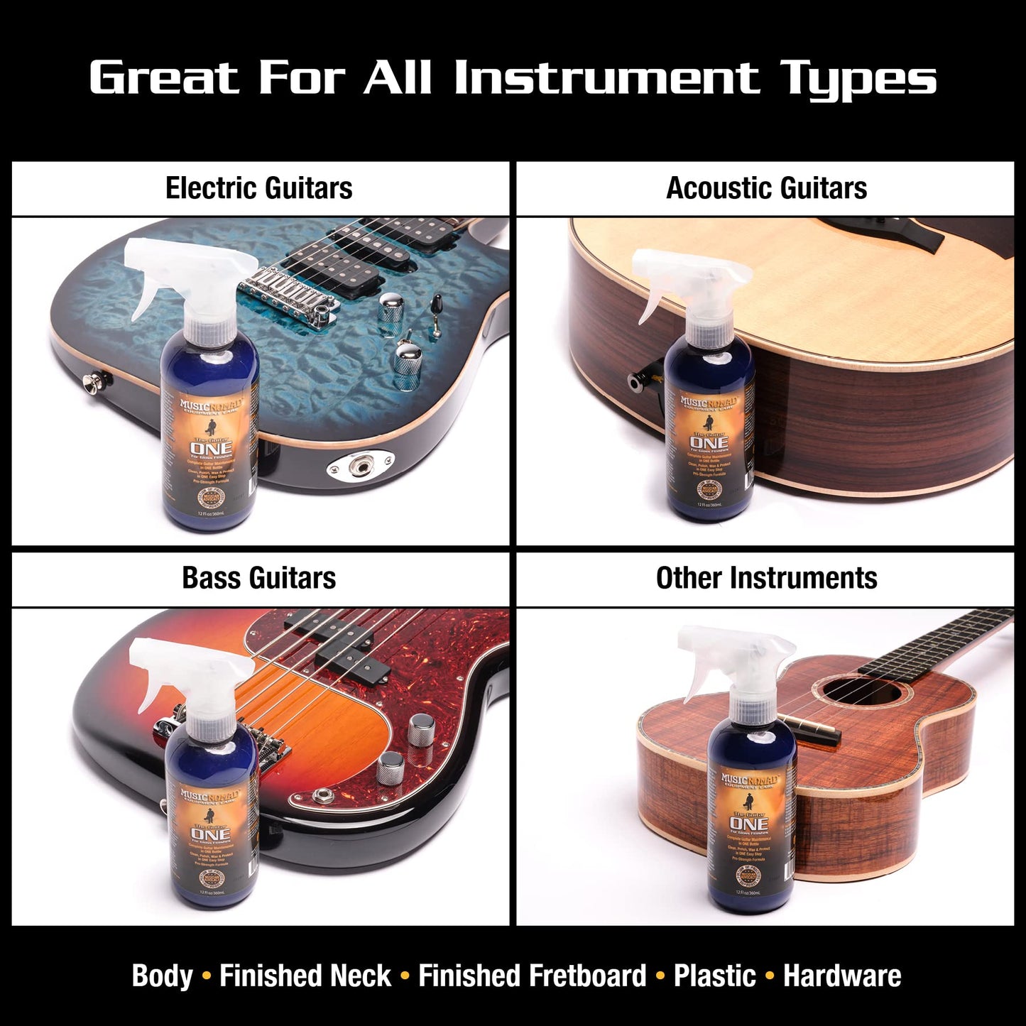 MusicNomad The Guitar One 12 -OunceTech Size-All in 1 Cleaner, Polish and Wax
