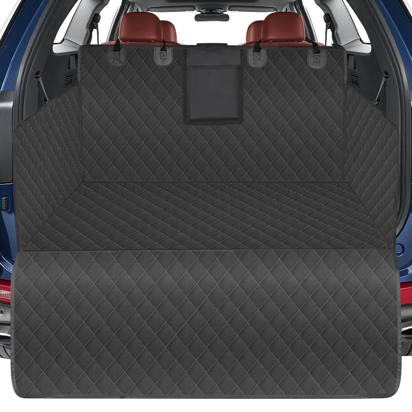 Portin Cargo Liner Pet Trunk Liner Mat SUV Dog Cargo Cover, Waterproof Dog Seat Cover for Back Seat Trucks SUV with Bumper Flap Protector, Nonslip Dog Seat Cover 185 x 105cm for Small Cars