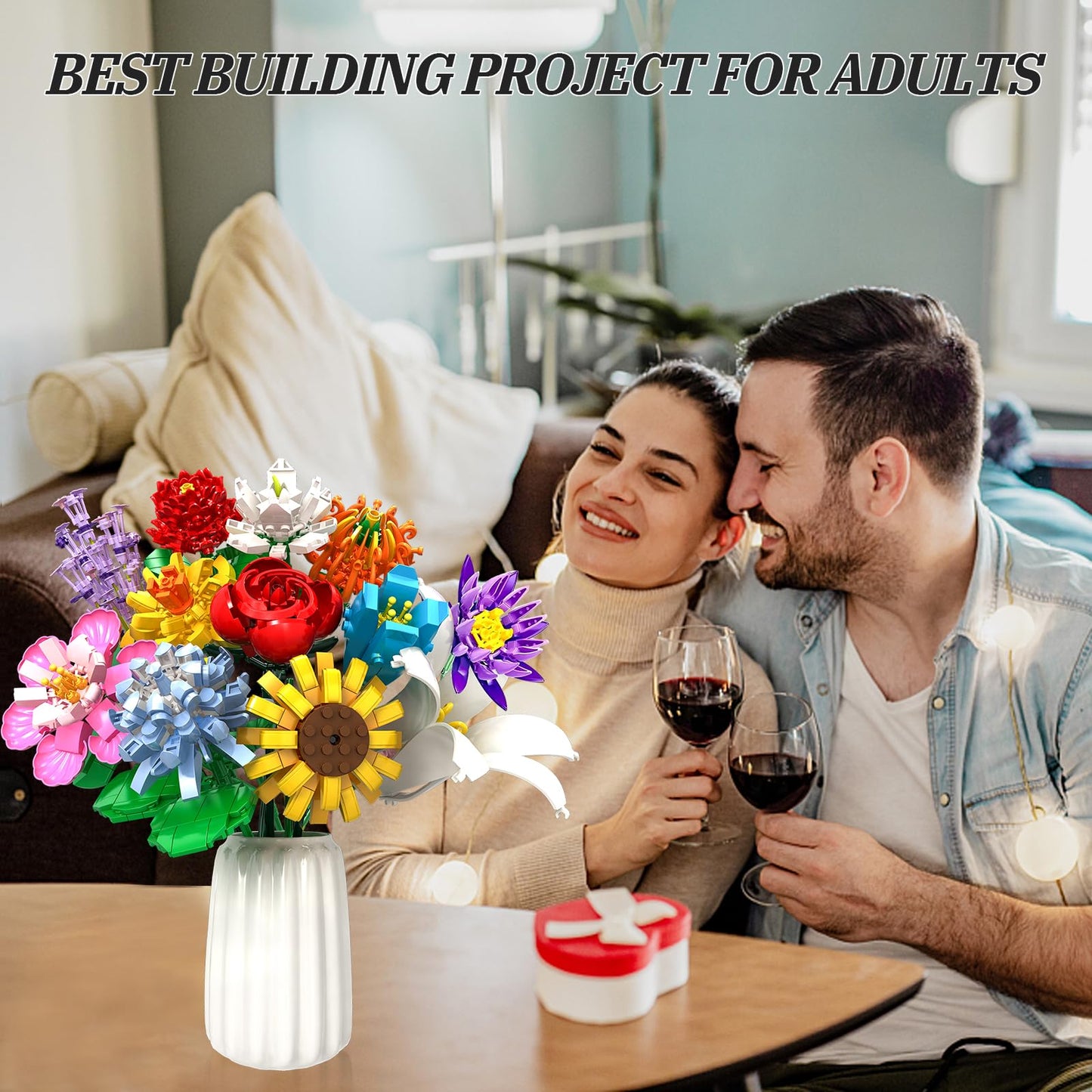 Flower Bouquet Building Sets, Mesproud Flower Plants for Decorative Office Home Table Art(1009PCS), Best Gifts for Girls Ages 6 7 8 9 10 11 12 for Him and Her, No Vase