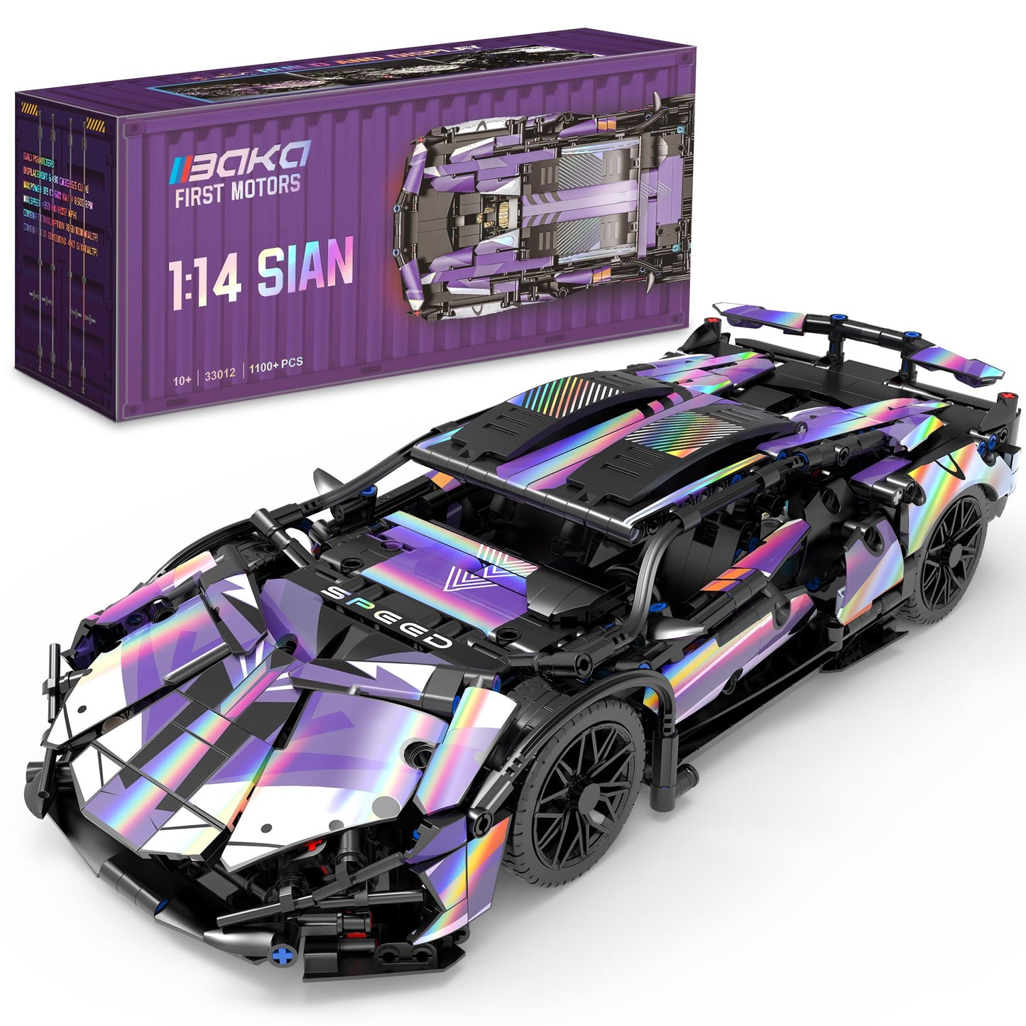 BAKA Sports Cars Building Kit for Kids, Teens, and Adults - 1:14 Lamborghini Sian Technic Car, STEM Educational Building Toys for 8+ Year Old Boys, Gift for Birthday, Christmas, 1064 PCS