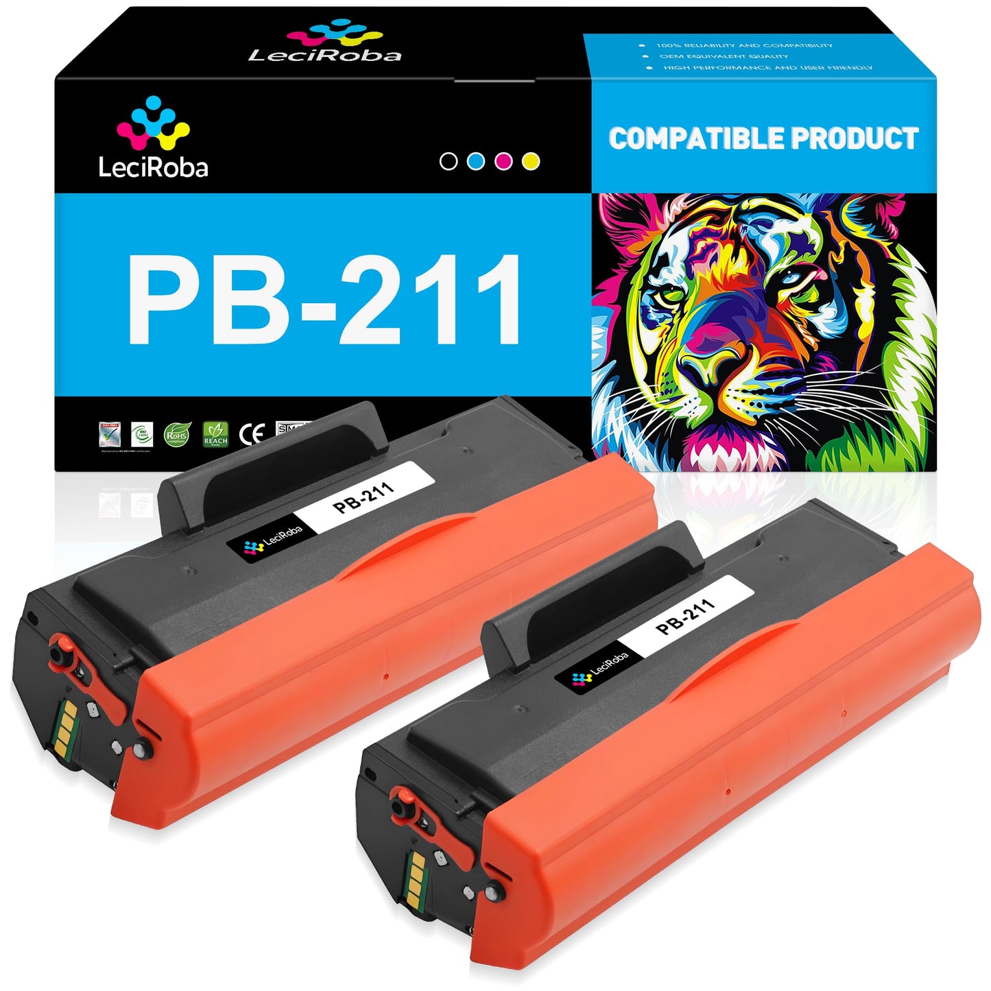 LeciRoba Compatible Toner Cartridge Replacement for Pantum PB-211 PB211 PB-211E PB211EV Black Toner Cartridge for Pantum P2502W P2500W P2200 M6500NW M6550NW M6552NW M6600NW M6602NW Printer (2-Pack)