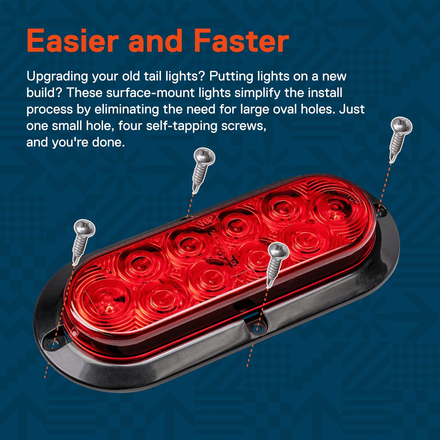 TRUE MODS 4pc 6 inch Red Oval LED Trailer Tail Light Kit [DOT FMVSS 108] [SAE S2T2I6] [Surface-Mount] [IP67 Waterproof] [Stop Turn Tail] Trailer Brake Lights for Boat Trailer RV Trucks