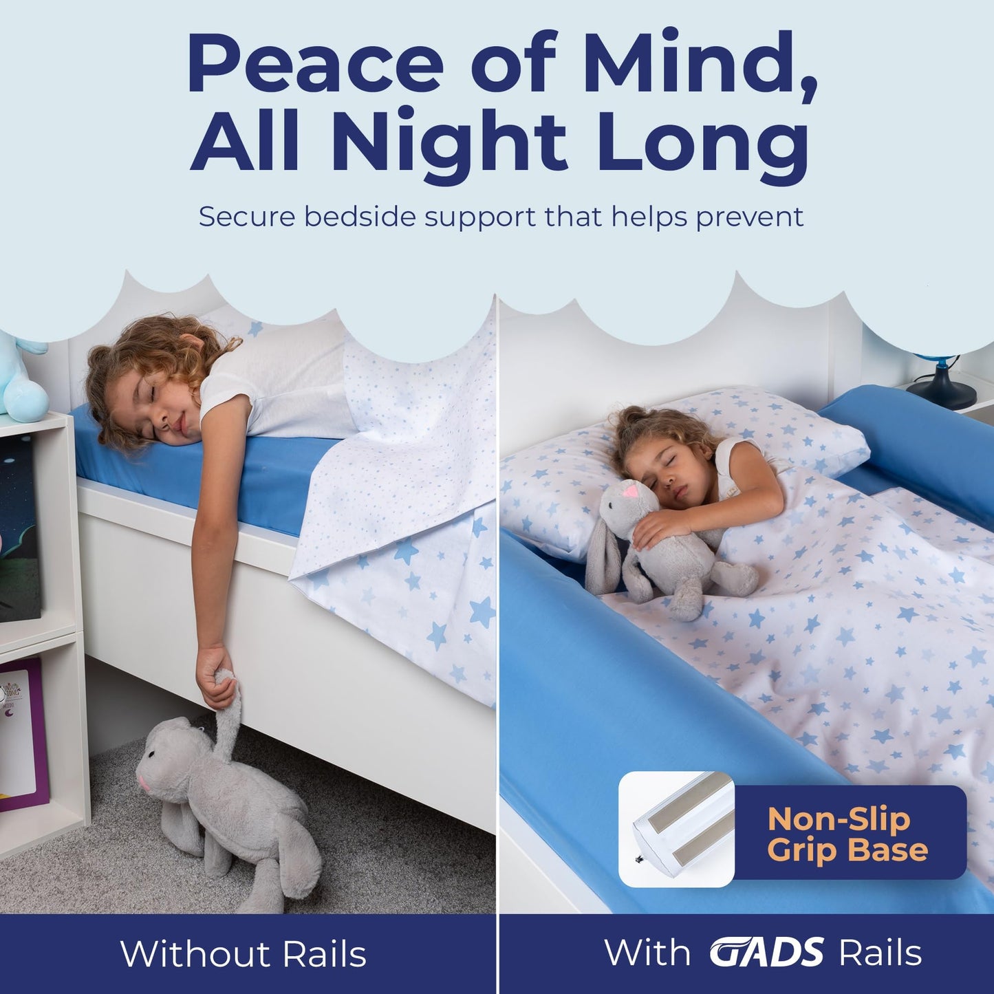 2-Pack Inflatable Bed Rails for Toddlers - Secure Travel Bed Bumpers - Bed Guard for Kids - Blow up Bed Rails for Twin, Full, Queen, King Size Beds