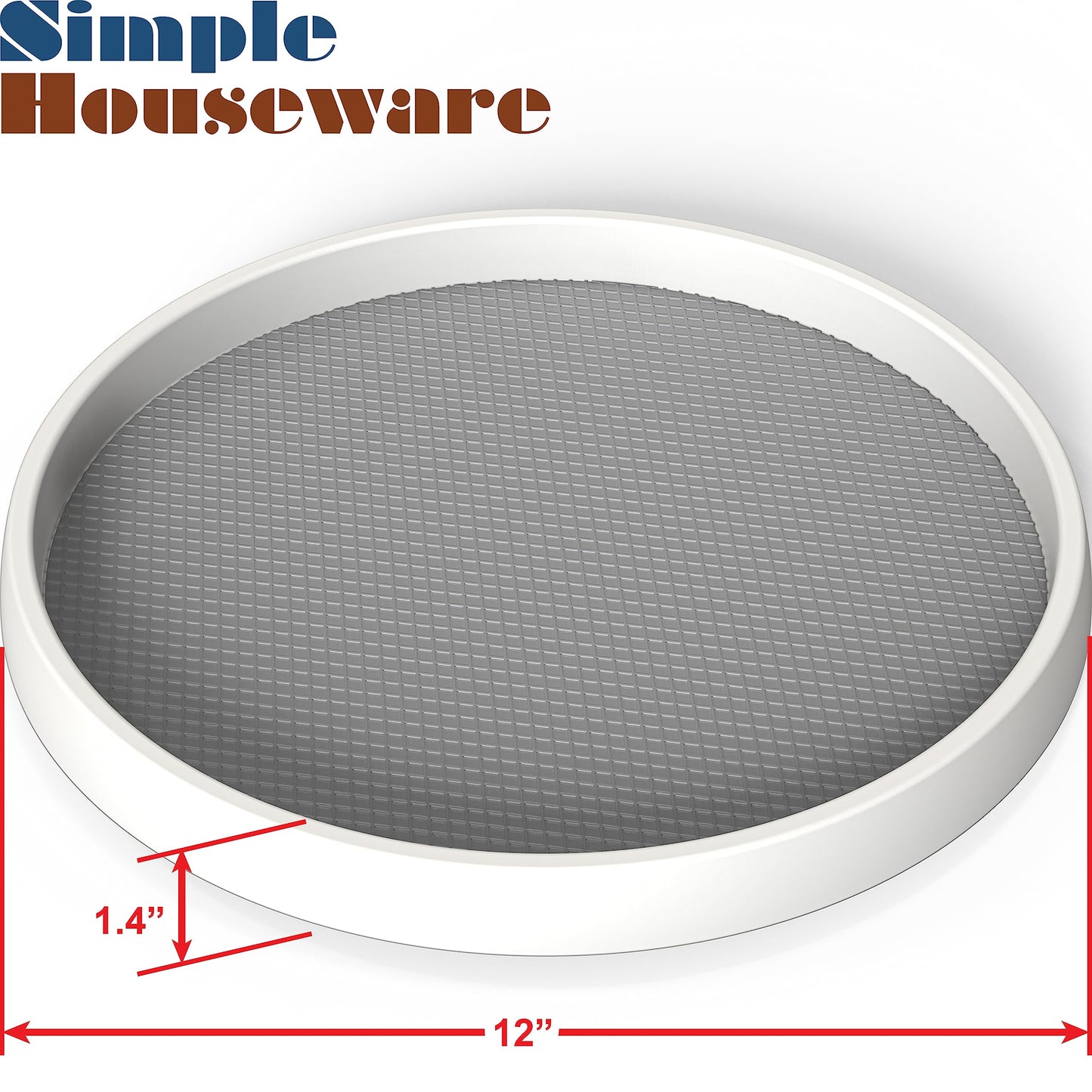 Simple Houseware 12-Inch Turntable Non-Skid Lazy Susan Multifunctional Organizer, 5 Pack, White