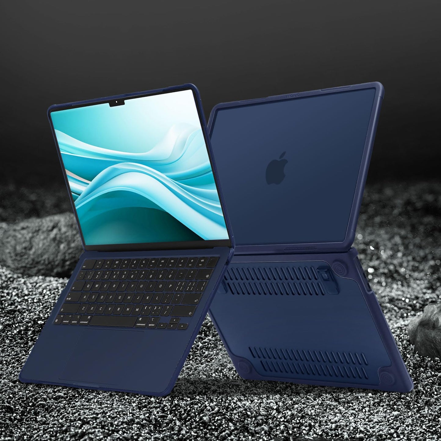 MOSISO Shock-Absorbing Hard Shell with Kickstand Compatible with MacBook Air 13 inch Case 2026-2022 M5 A3449 M4 A3240 M3 A3113 M2 A2681, 4 in 1 Kit Anti-Crack Cover for MacBook Air 13.6,Midnight Blue