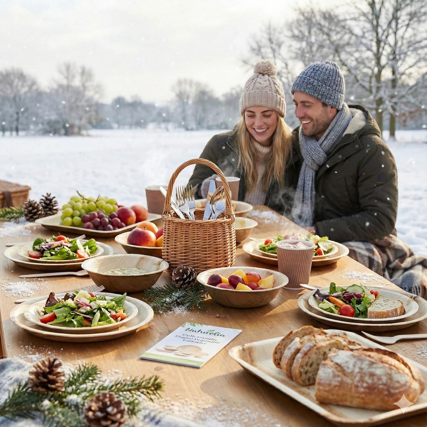 Naturelia 100% Compostable Combo 7” & 10” Palm Leaf Disposable Plates (48 Pck)- Biodegradable, Natural & Eco Friendly Disposable Plates for Wedding, Party, Picnic & Event