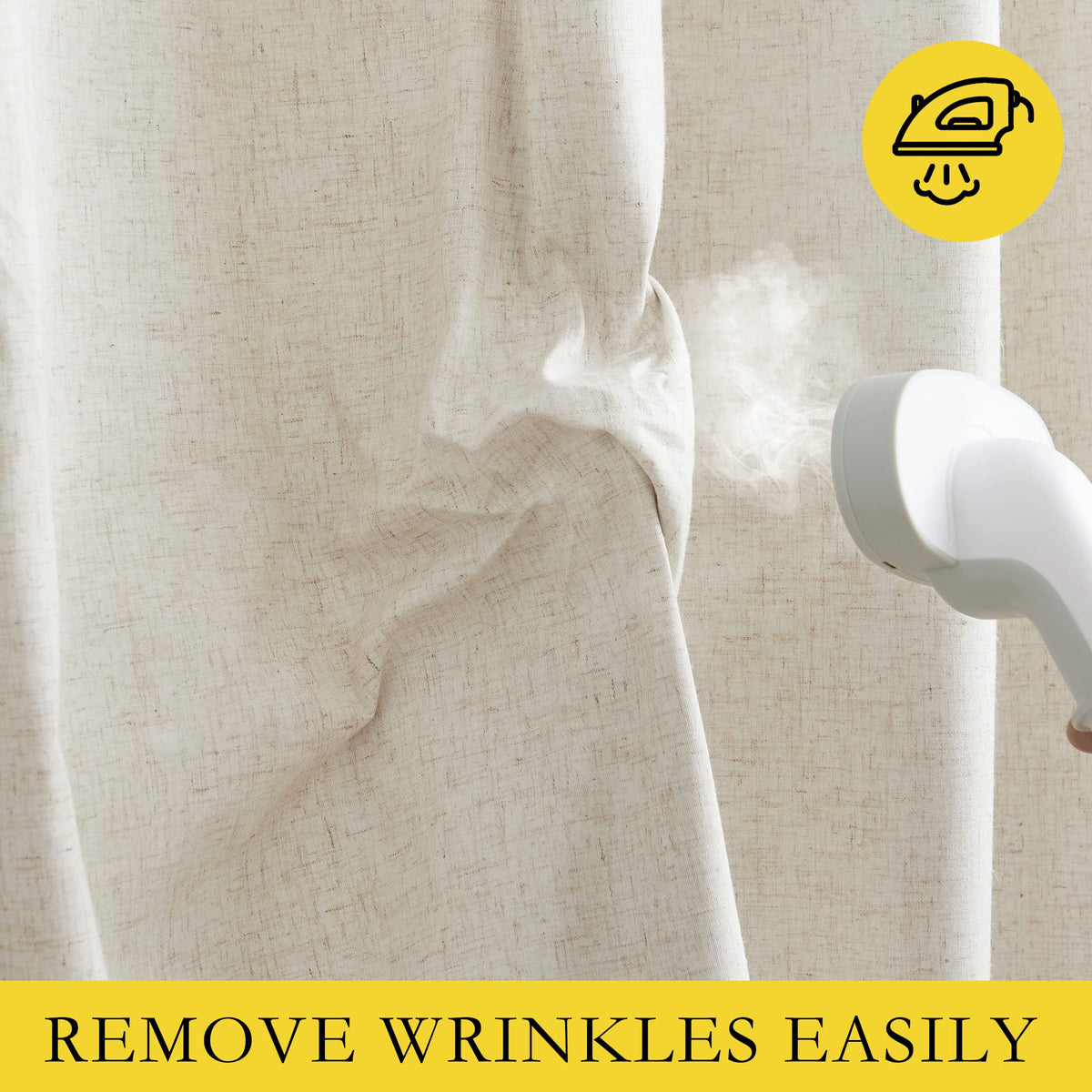 NICETOWN Linen Blackout Curtain 2 Panels Natural Curtains 95 Inches Long Thermal Insulated Privacy Protected Room Divider Extra Long Soundproof Window Draperies (2 Panels,52 inches W)