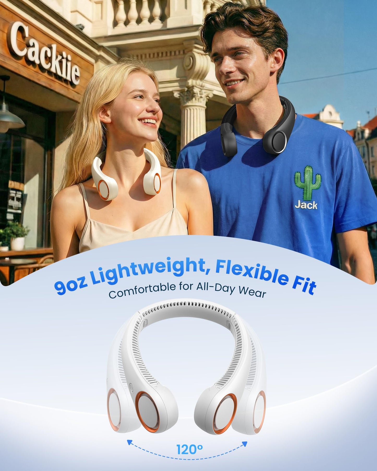 Gaiatop Portable Neck Fan Rechargeable, Hands-Free Cooling, 23.5hrs Runtime, Battery Powered Personal Fan Ventilateur de Cou, Summer Outdoor Travel Essentials, Birthday Gifts for Women Men Dad