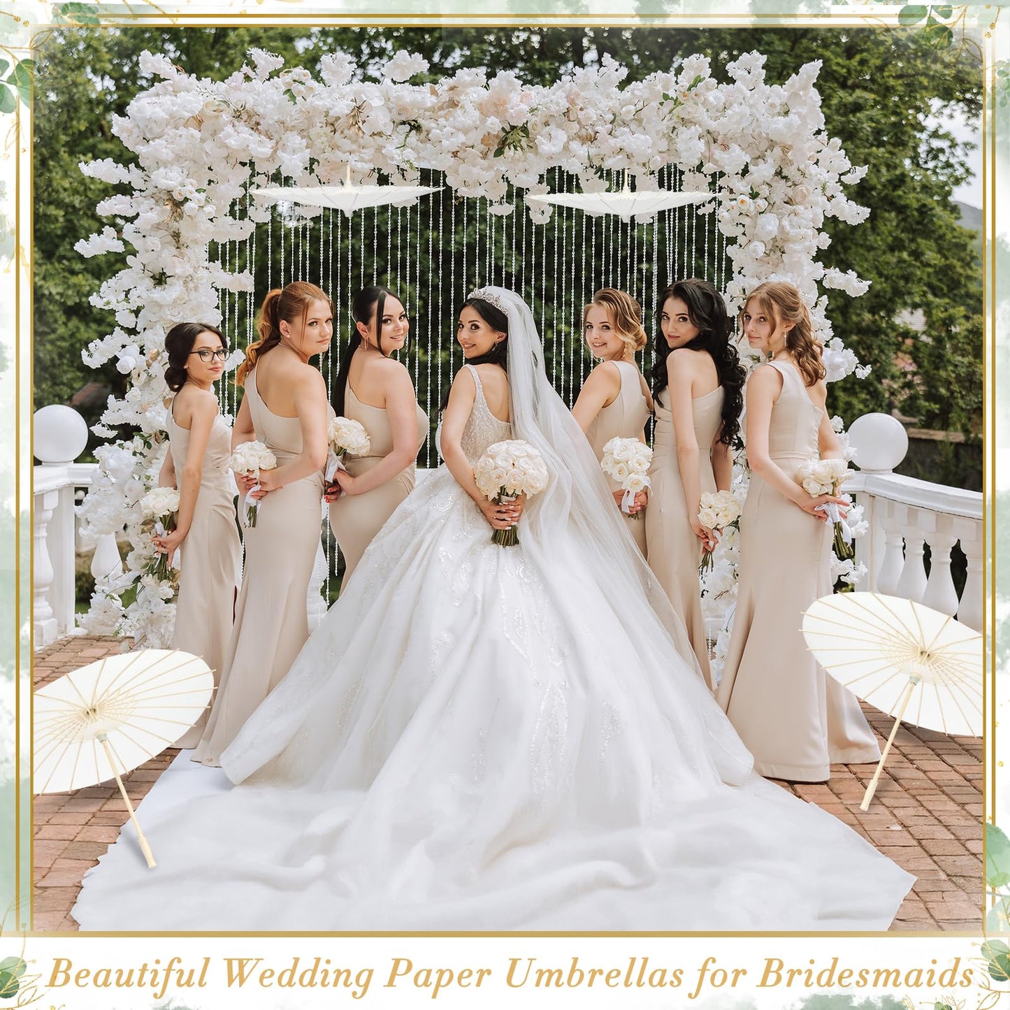 16 Pieces 23.6 Inches White Paper Umbrellas Chinese Japanese Oiled Paper Umbrella Large Paper Parasol Umbrella DIY Painting Oiled Paper Parasol Umbrella for Wedding Bridal Party Decor Photo Props